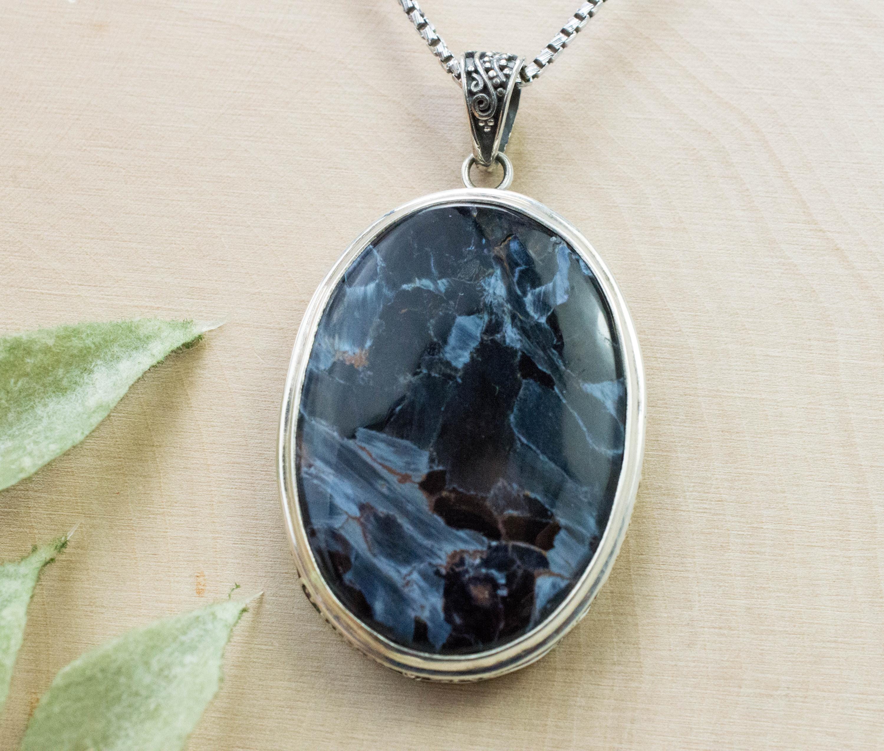 Pietersite Pendant; Natural Untreated Namibia Pietersite; 33x24mm - Mark Oliver Gems