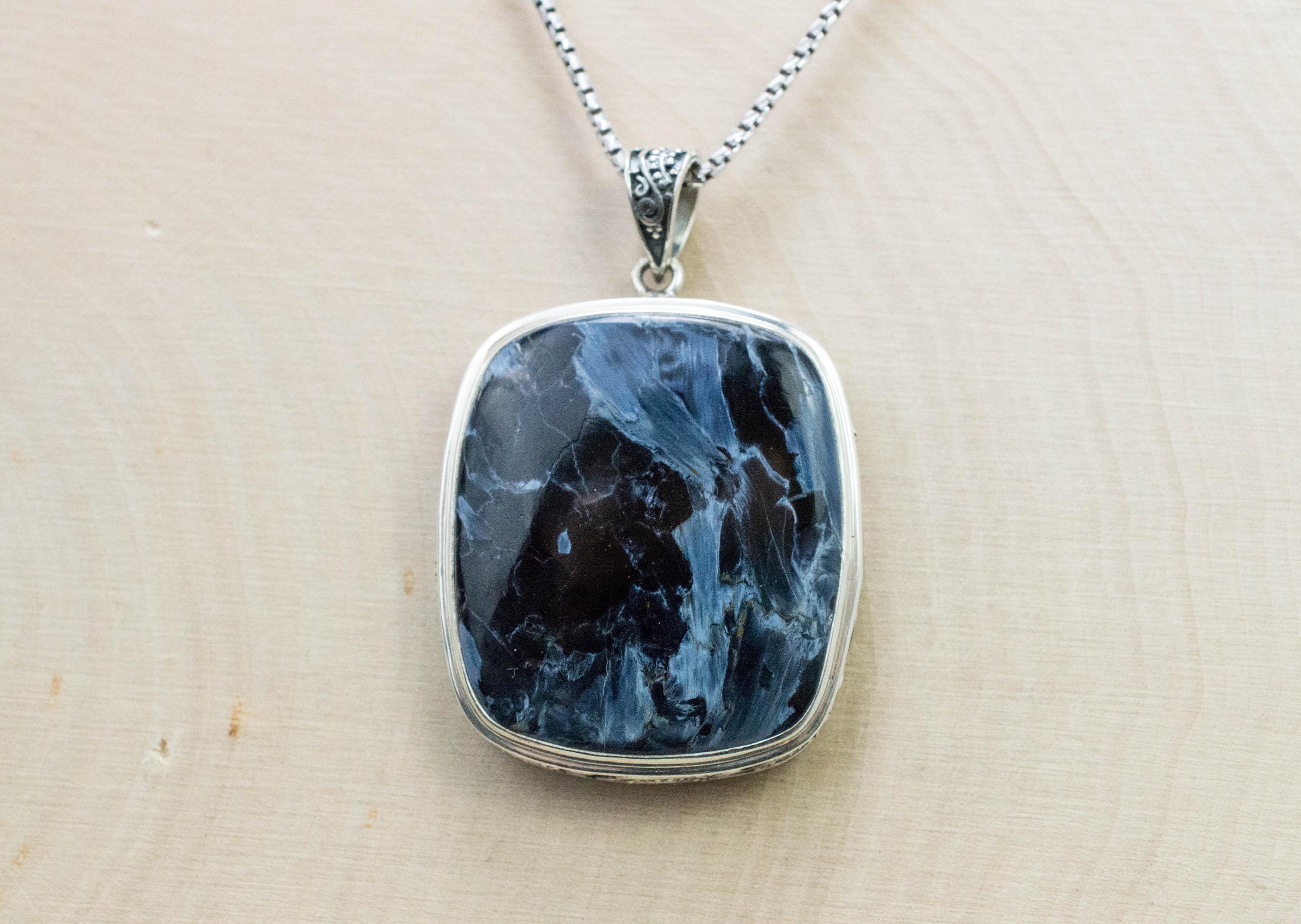 Pietersite Pendant; Natural Untreated Namibia Pietersite; 29x27mm - Mark Oliver Gems
