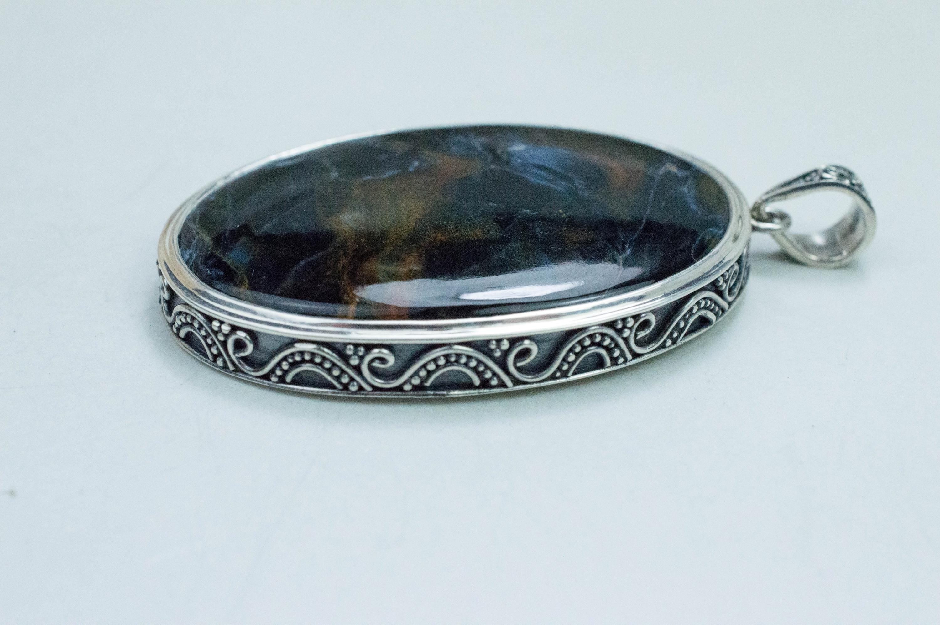 Pietersite Pendant; Natural Untreated Namibia Pietersite; 41x29mm - Mark Oliver Gems