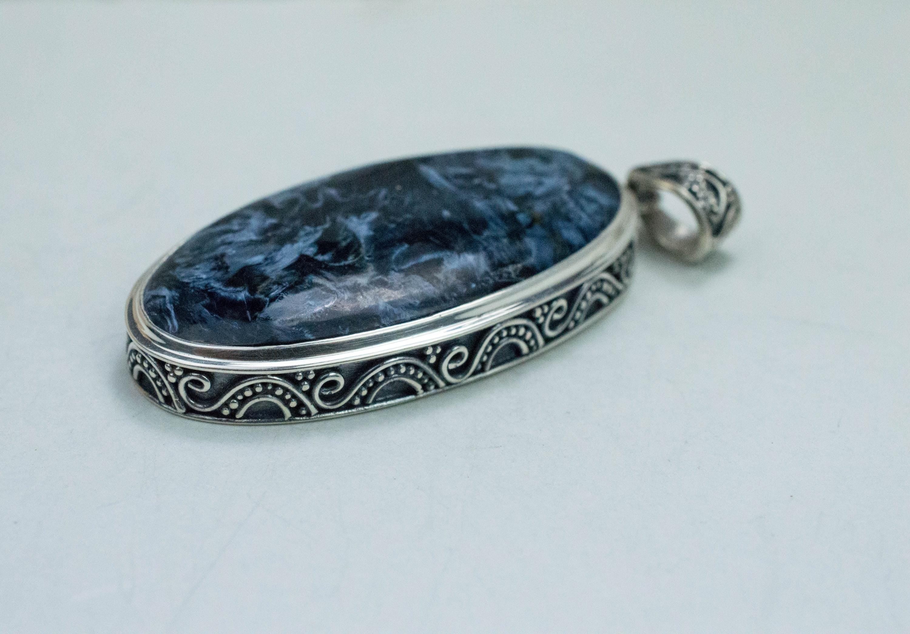 Pietersite Pendant; Natural Untreated Namibia Pietersite; 38x21mm - Mark Oliver Gems