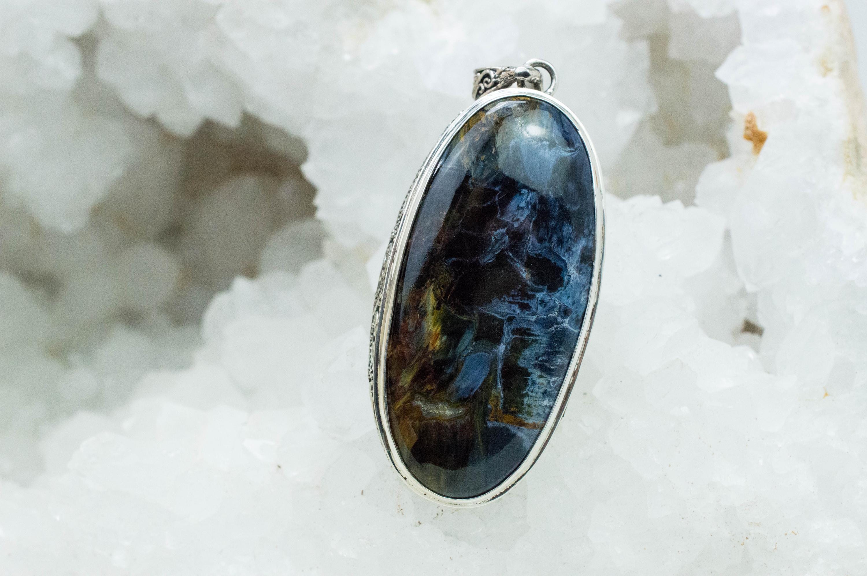 Pietersite Pendant; Natural Untreated Namibia Pietersite; 46x25mm - Mark Oliver Gems