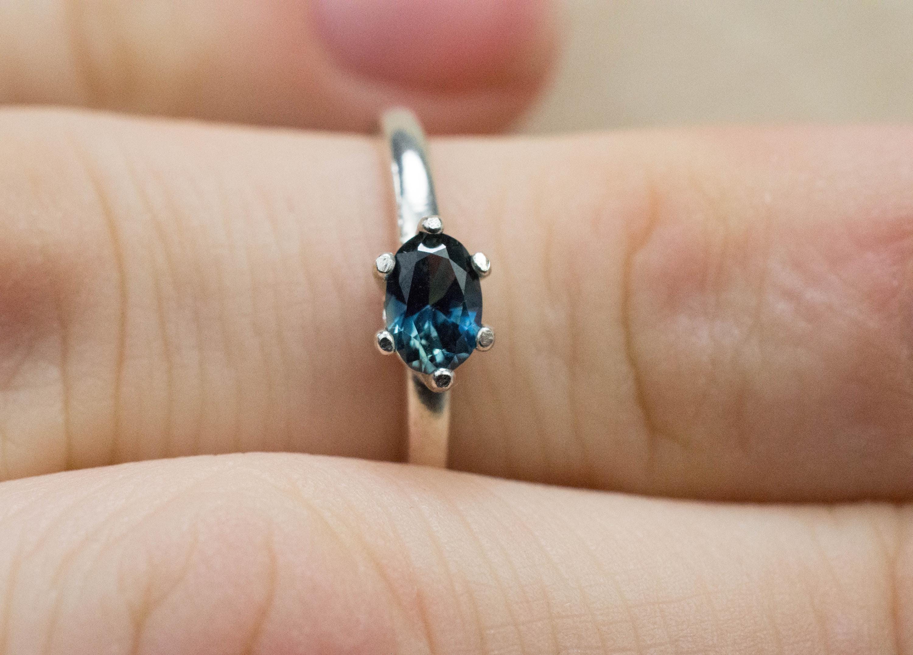 Sapphire Ring, Natural Untreated Madagascar Teal Sapphire; 0.490cts - Mark Oliver Gems