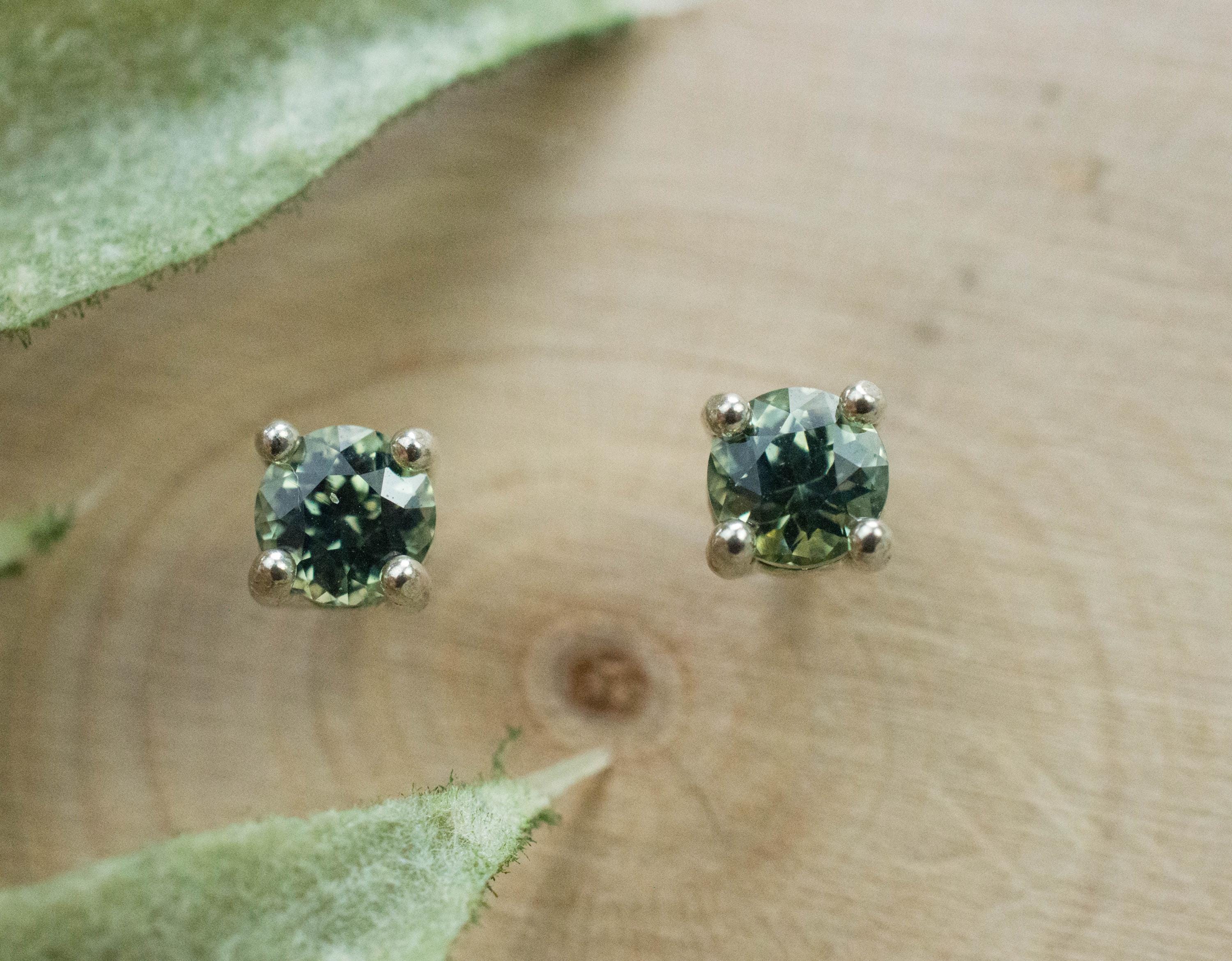 Teal Sapphire Earrings; Natural Untreated Madagascar Sapphire; 0.640cts - Mark Oliver Gems