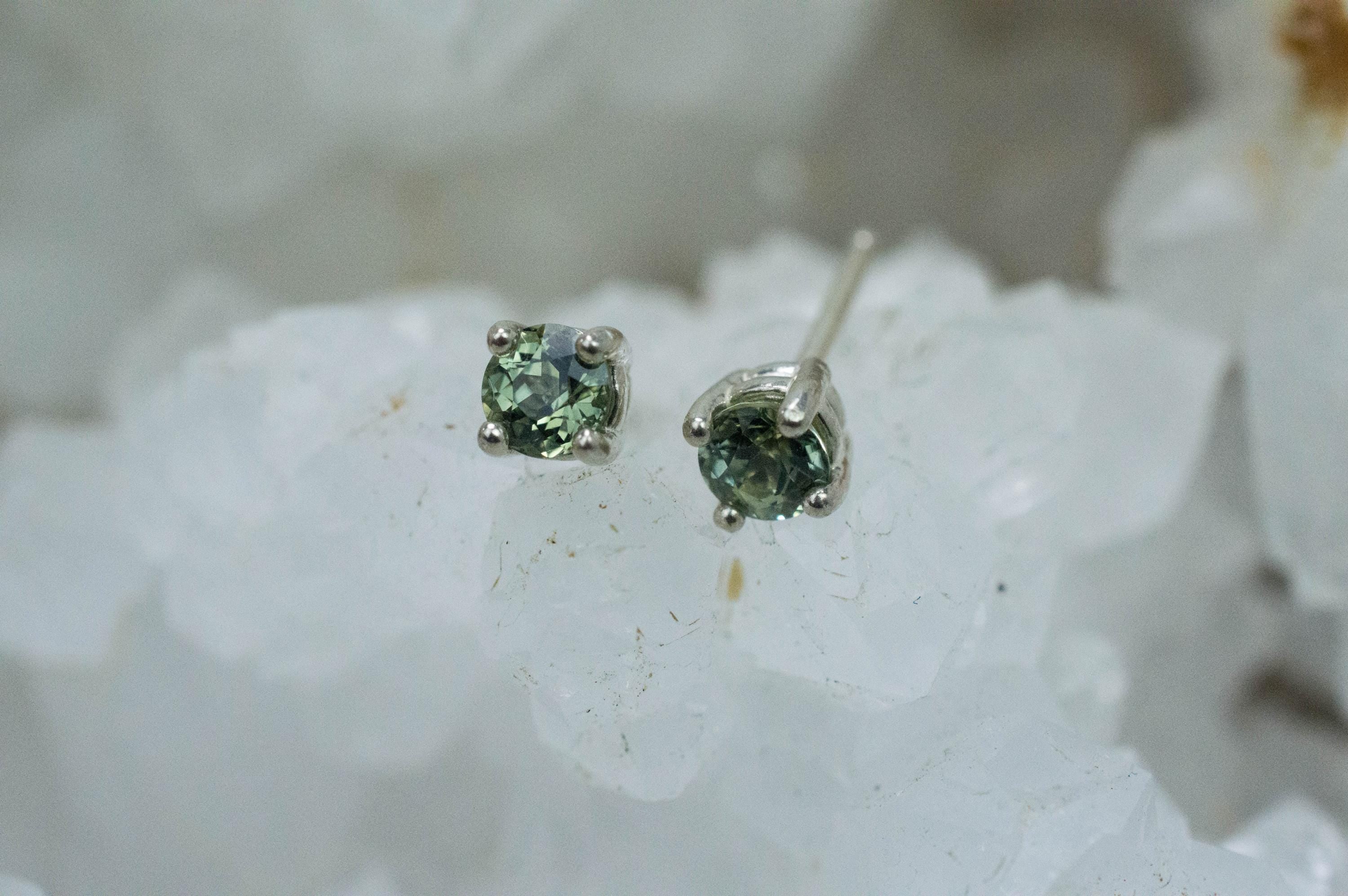 Teal Sapphire Earrings; Natural Untreated Madagascar Sapphire; 0.640cts - Mark Oliver Gems