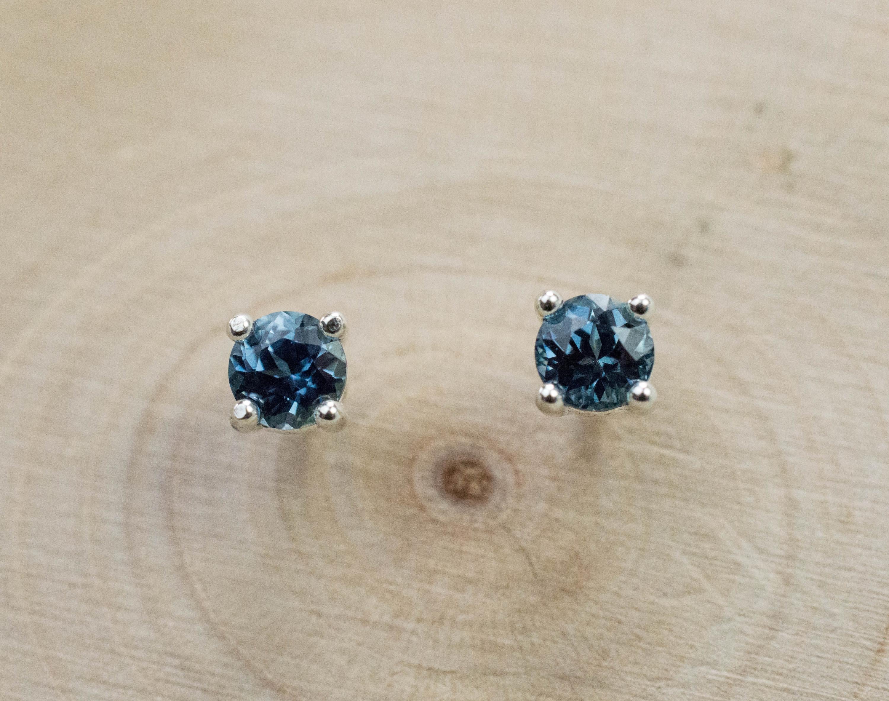 Teal Sapphire Earrings; Natural Untreated Madagascar Sapphire; 0.645cts - Mark Oliver Gems