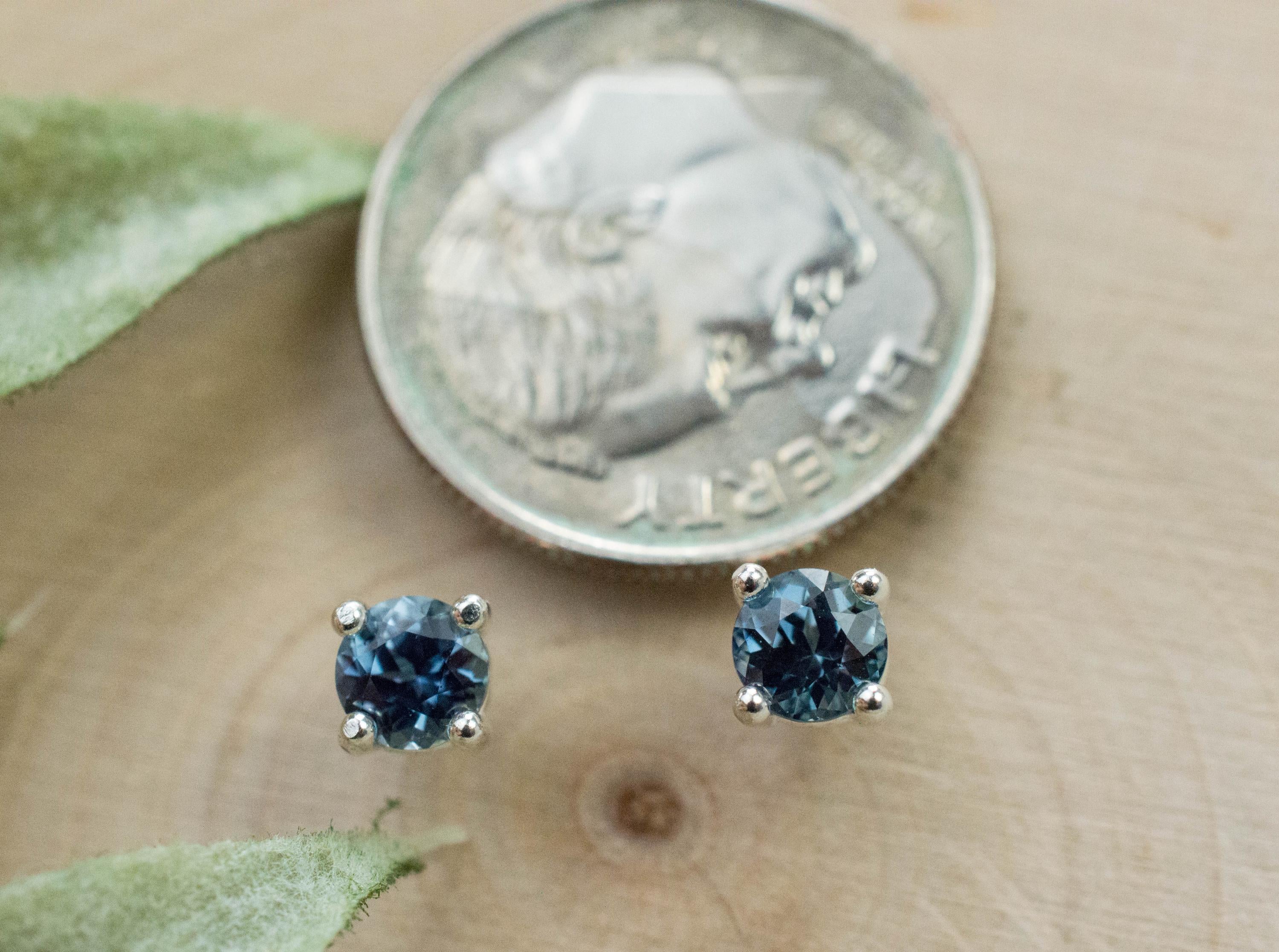 Teal Sapphire Earrings; Natural Untreated Madagascar Sapphire; 0.645cts - Mark Oliver Gems