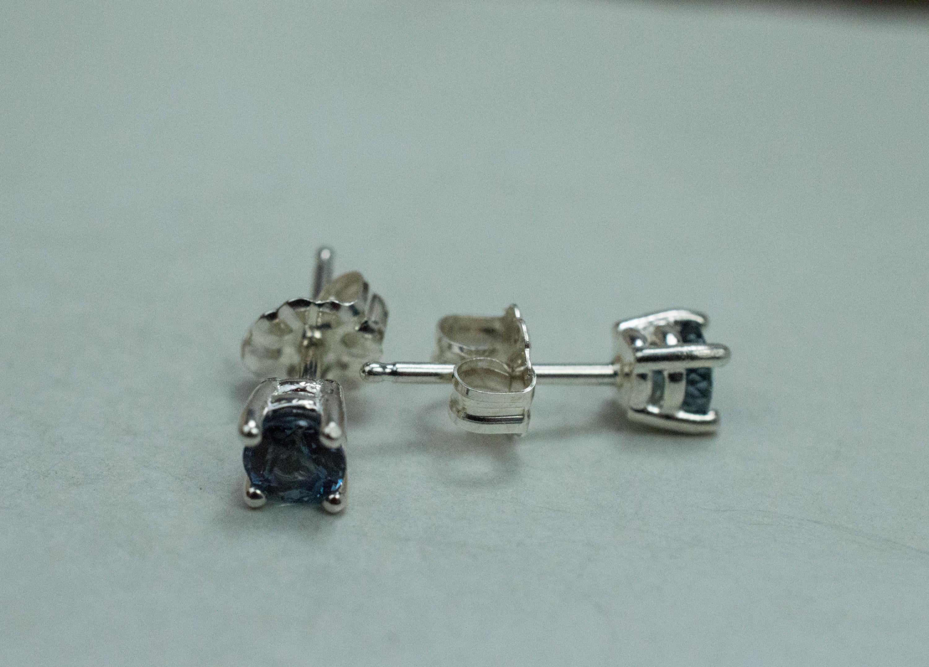 Teal Sapphire Earrings; Natural Untreated Madagascar Sapphire; 0.645cts - Mark Oliver Gems
