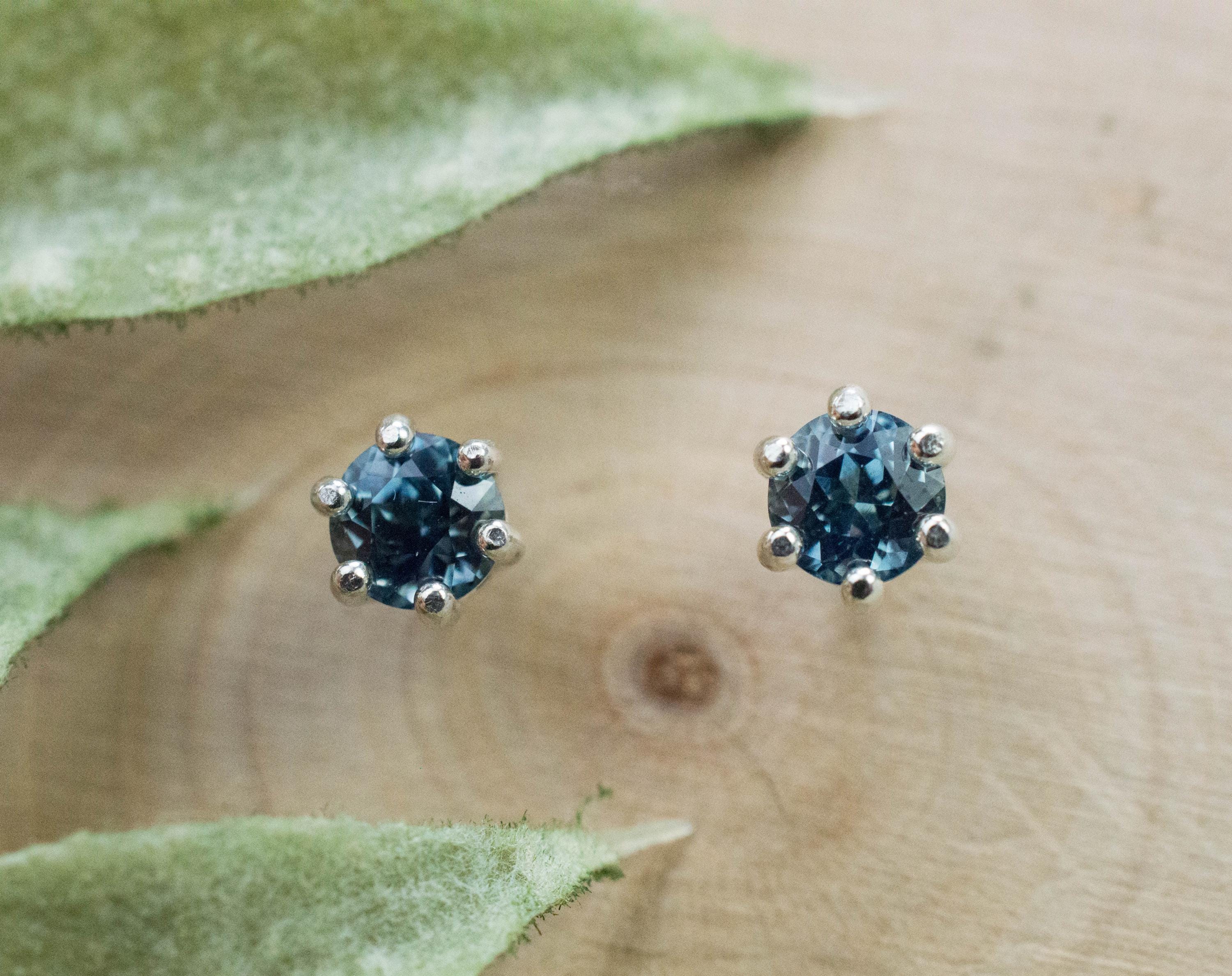 Teal Sapphire Earrings; Natural Untreated Madagascar Sapphire; 0.720cts - Mark Oliver Gems
