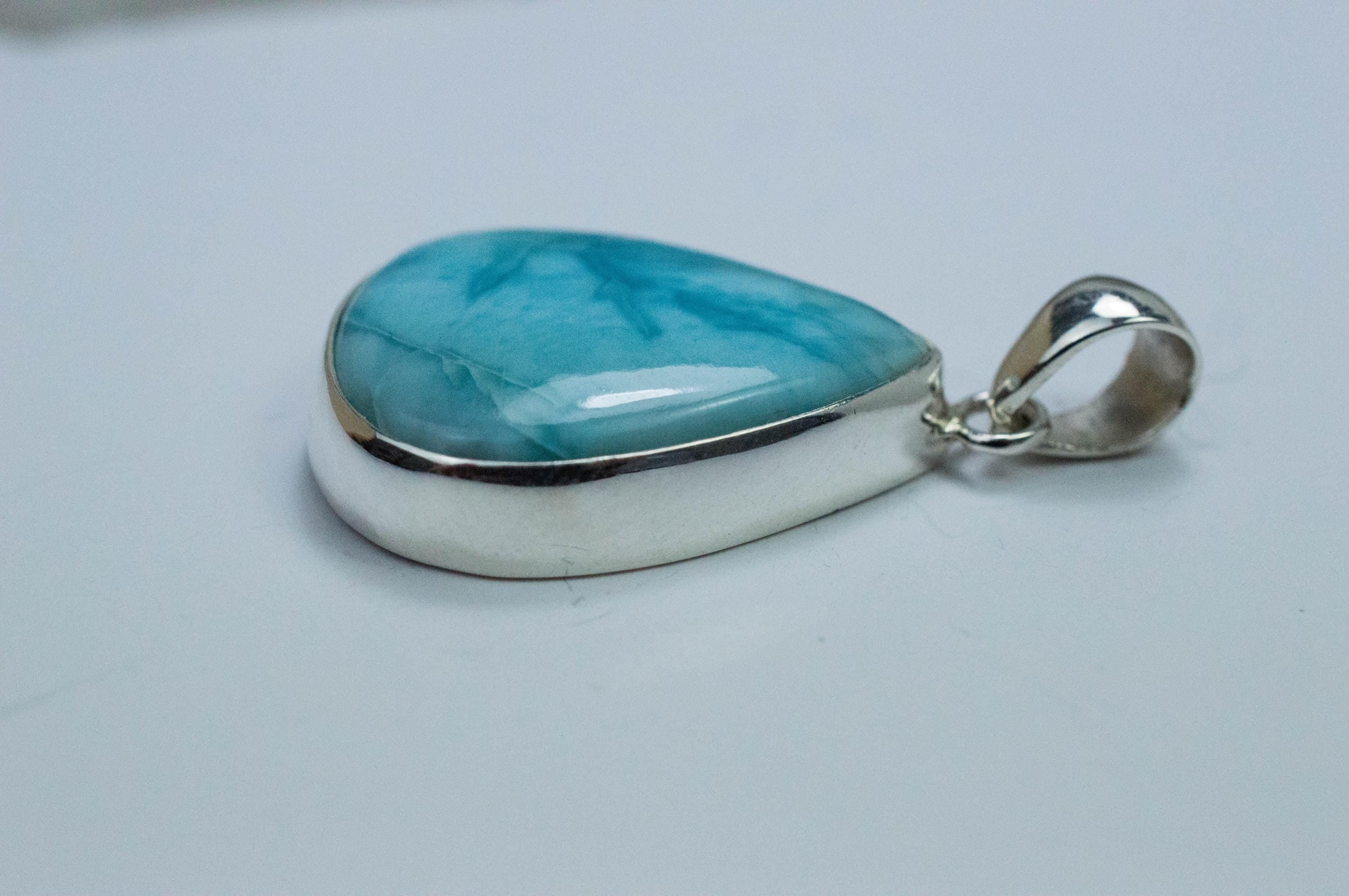 Larimar Pendant, Natural Untreated Dominican Republic Larimar, 24x20mm - Mark Oliver Gems