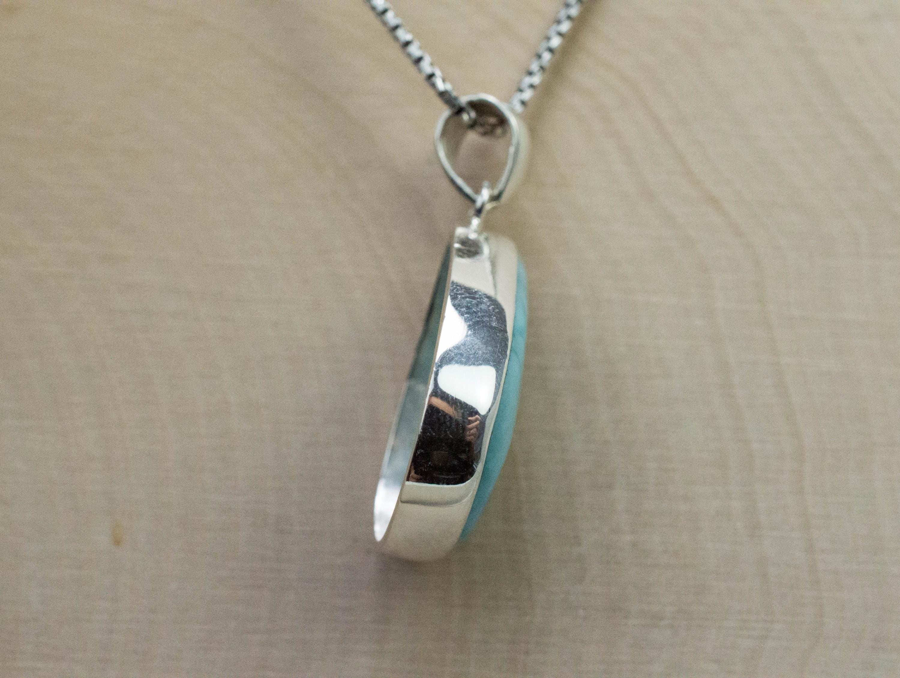 Larimar Pendant, Natural Untreated Dominican Republic Larimar, 24x20mm - Mark Oliver Gems