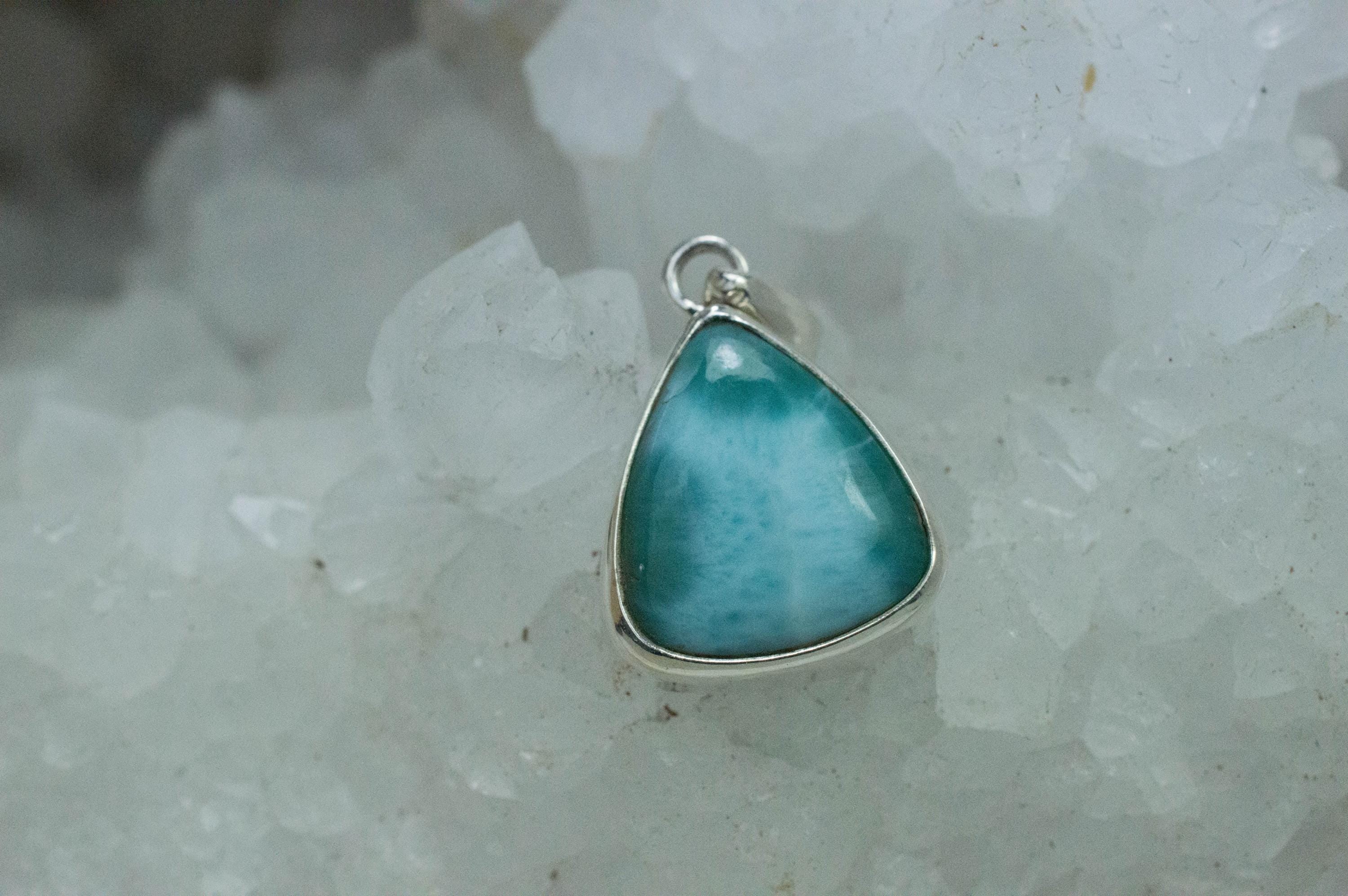 Larimar Pendant, Natural Untreated Dominican Republic Larimar, 17x15mm - Mark Oliver Gems