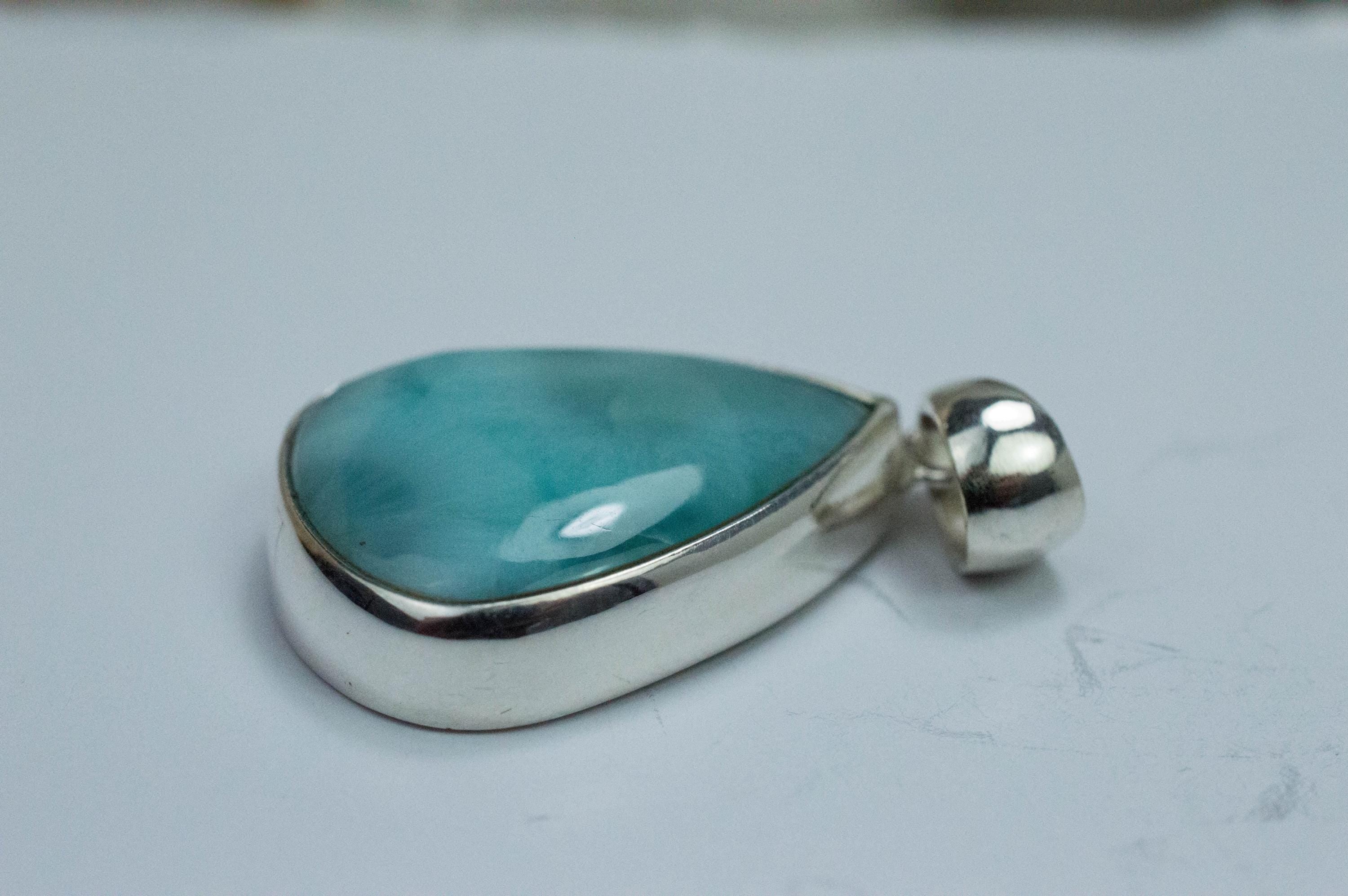 Larimar Pendant, Natural Untreated Dominican Republic Larimar, 23x18mm - Mark Oliver Gems