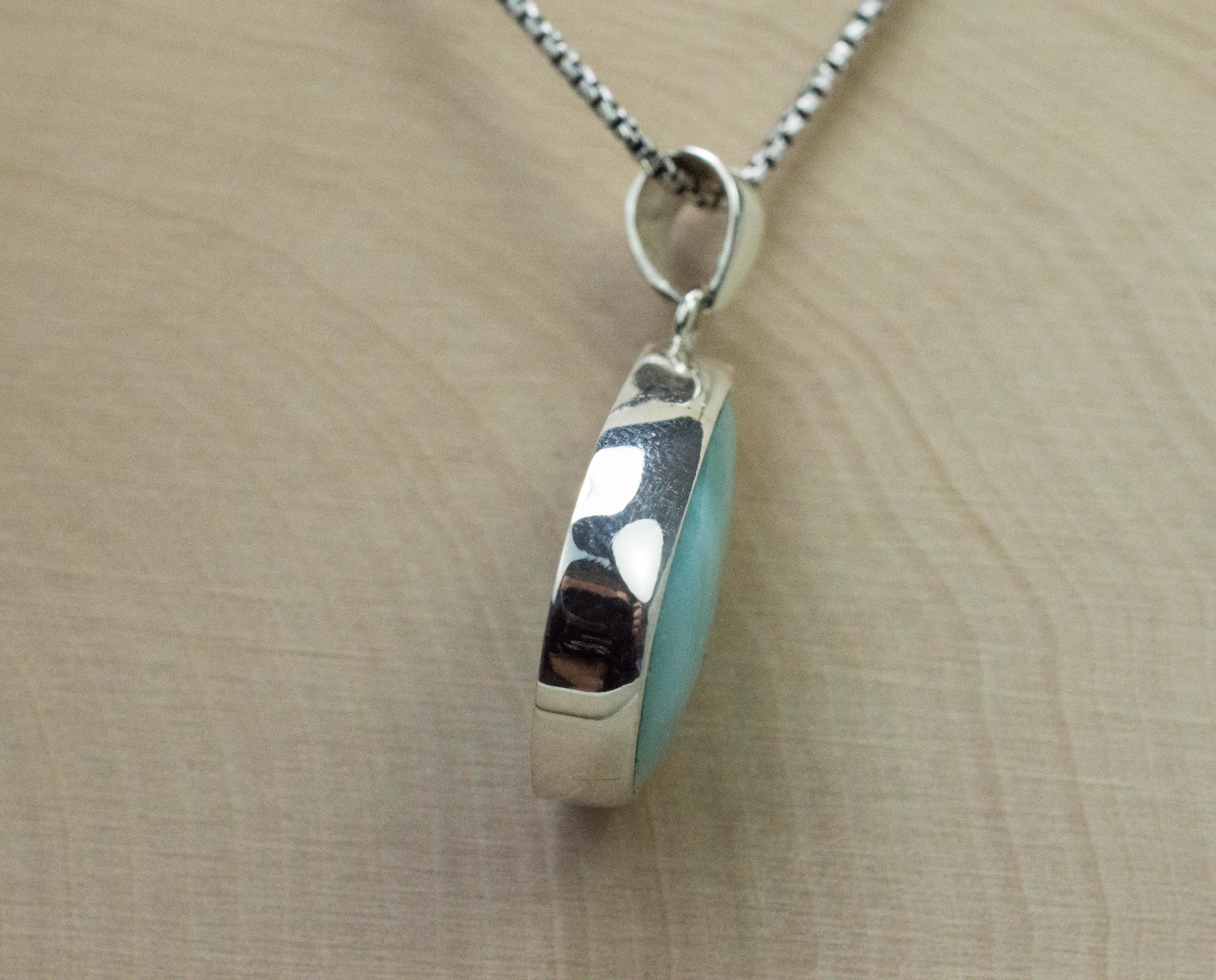 Larimar Pendant, Natural Untreated Dominican Republic Larimar, 23x18mm - Mark Oliver Gems