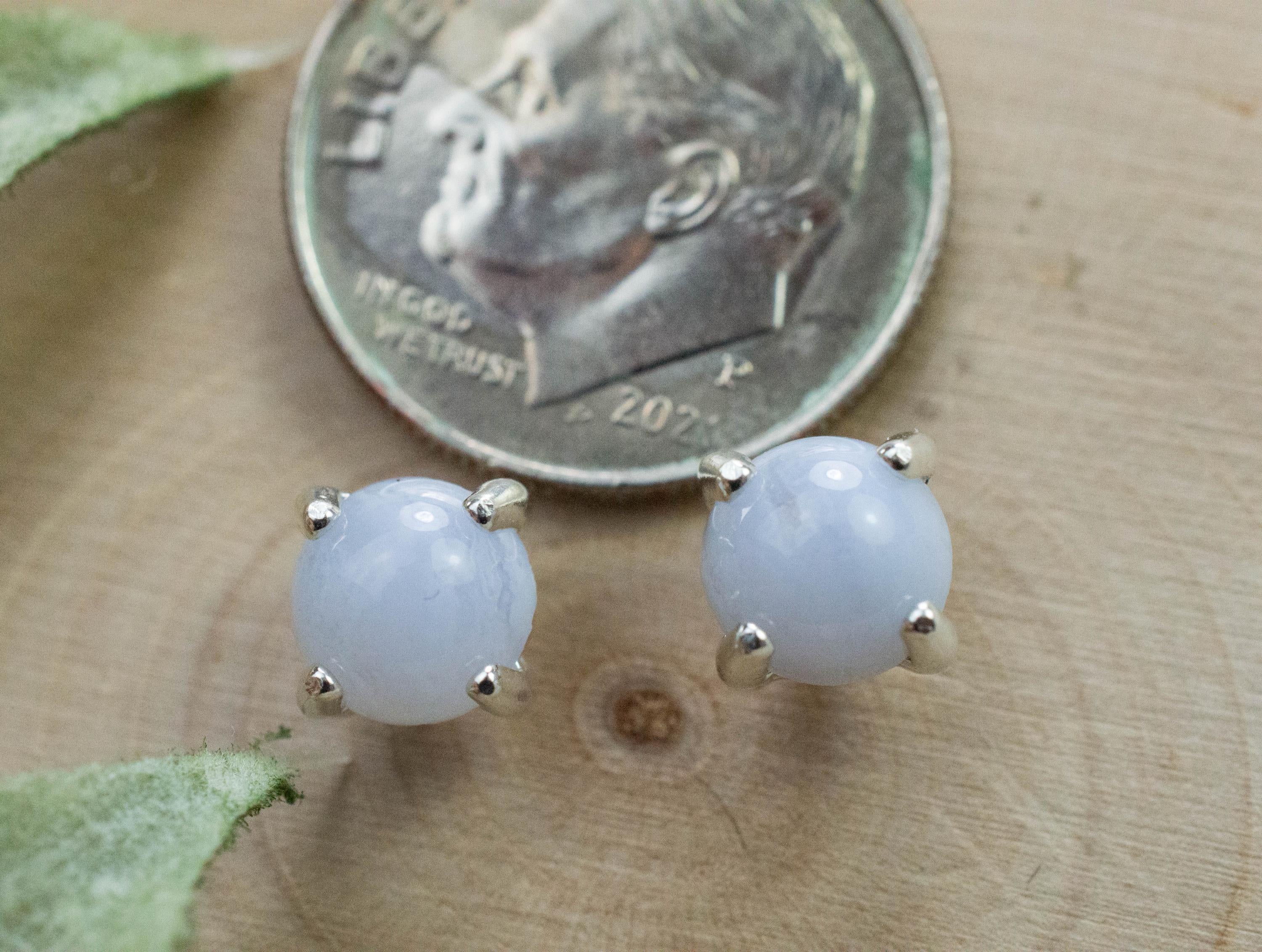 Blue Lace Earrings; Natural Untreated Namibia Agate; 1.415cts - Mark Oliver Gems