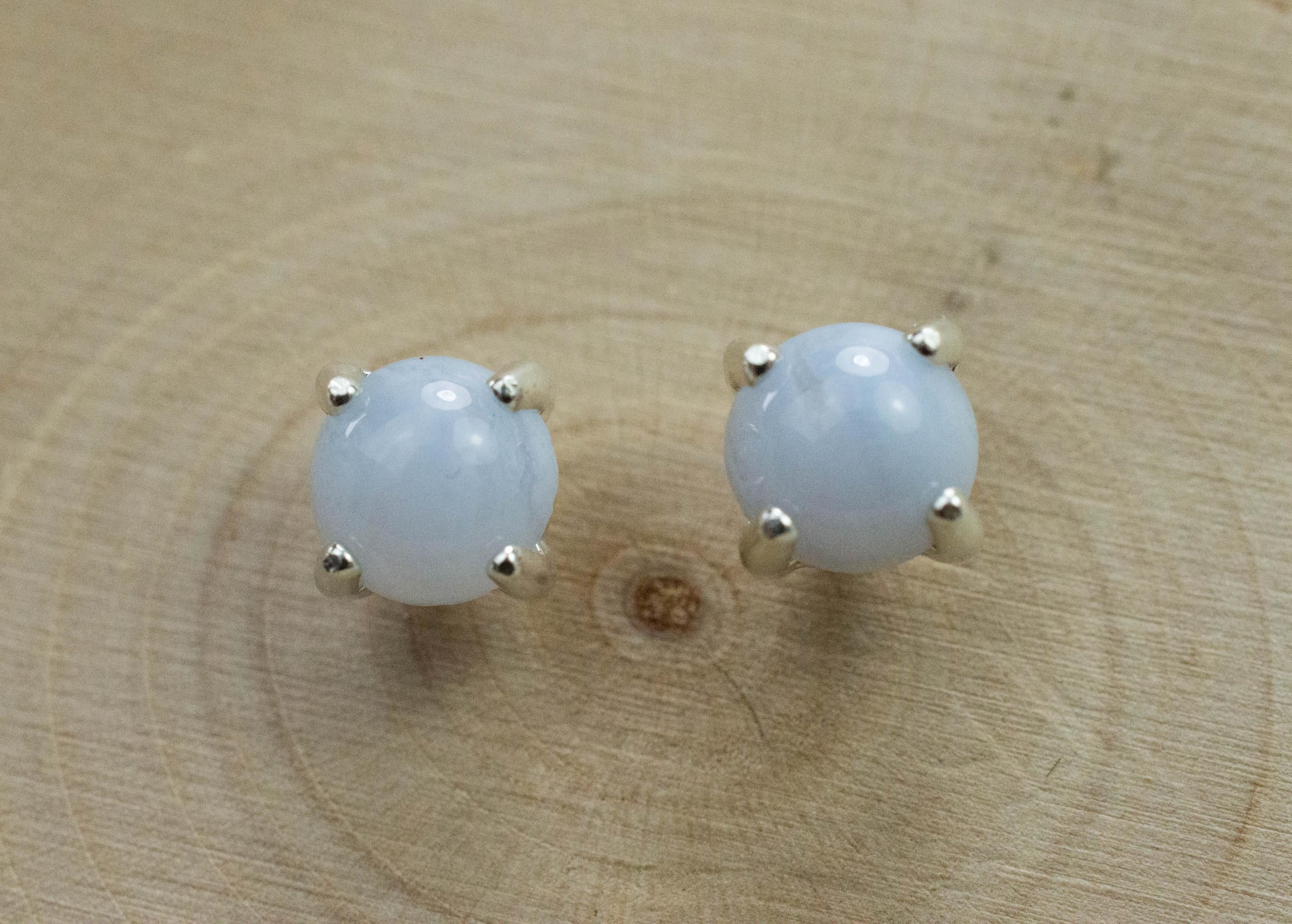 Blue Lace Earrings; Natural Untreated Namibia Agate; 1.415cts - Mark Oliver Gems