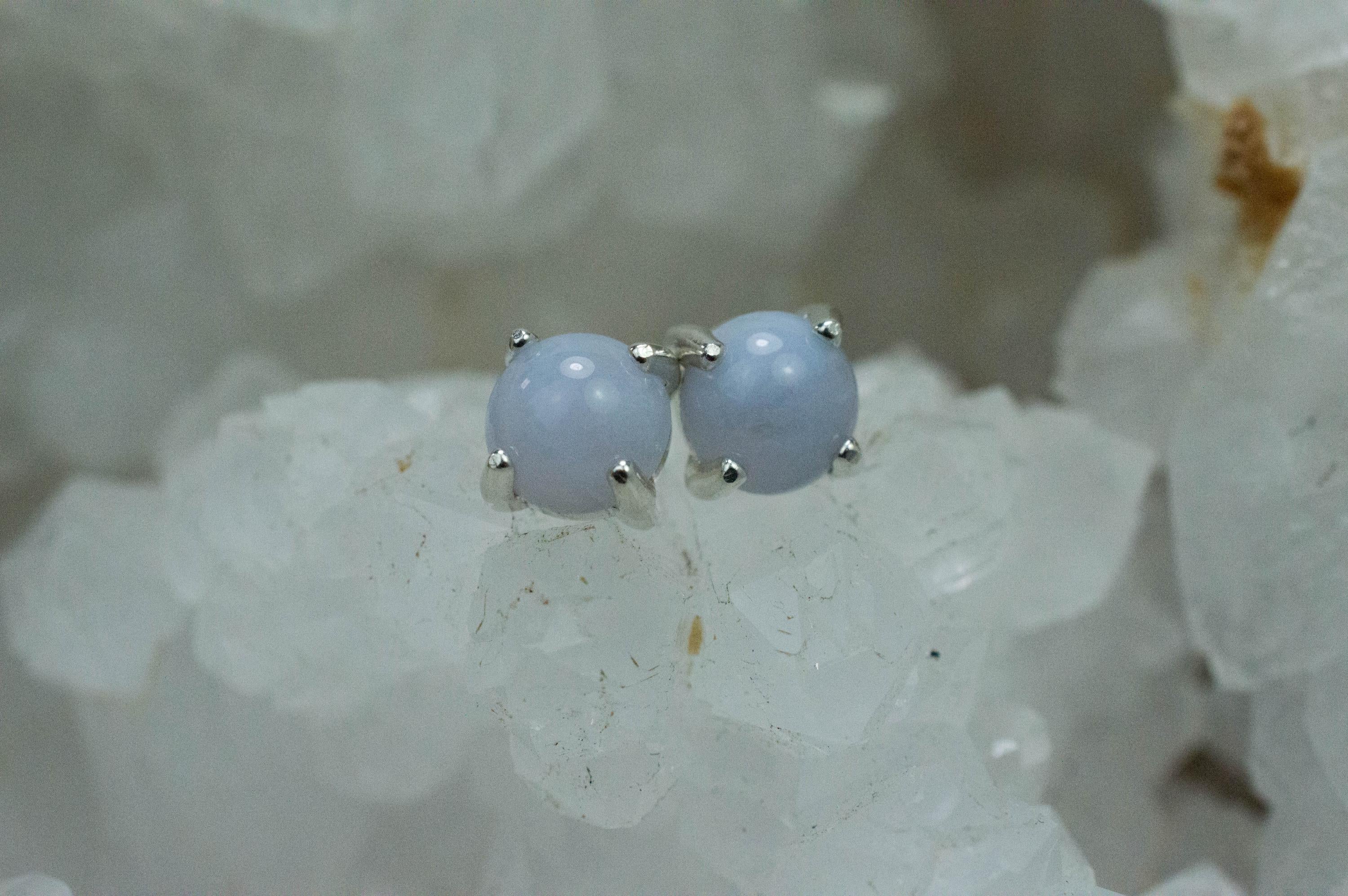 Blue Lace Earrings; Natural Untreated Namibia Agate; 1.415cts - Mark Oliver Gems