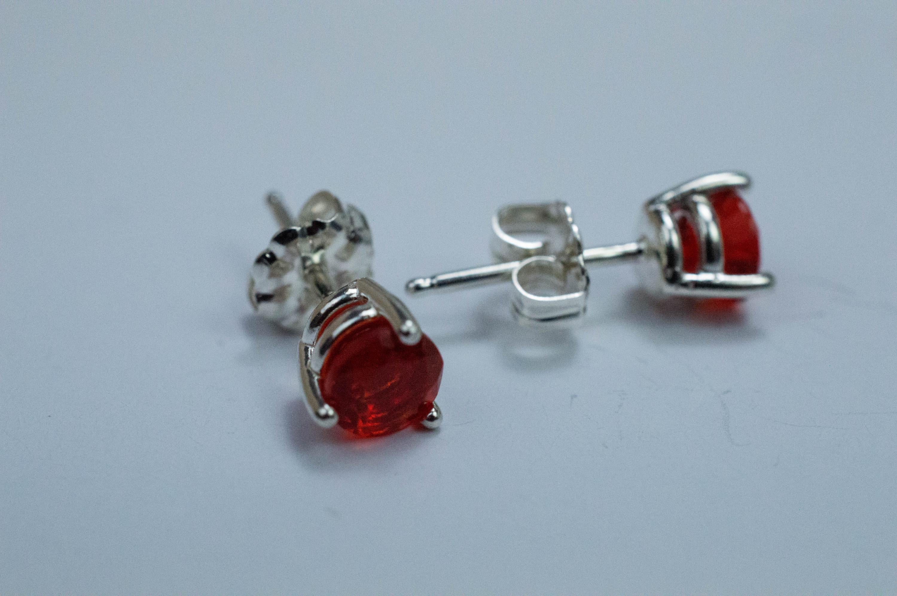 Fire Opal Earrings, Natural Untreated Mexico Opal; 0.755cts - Mark Oliver Gems