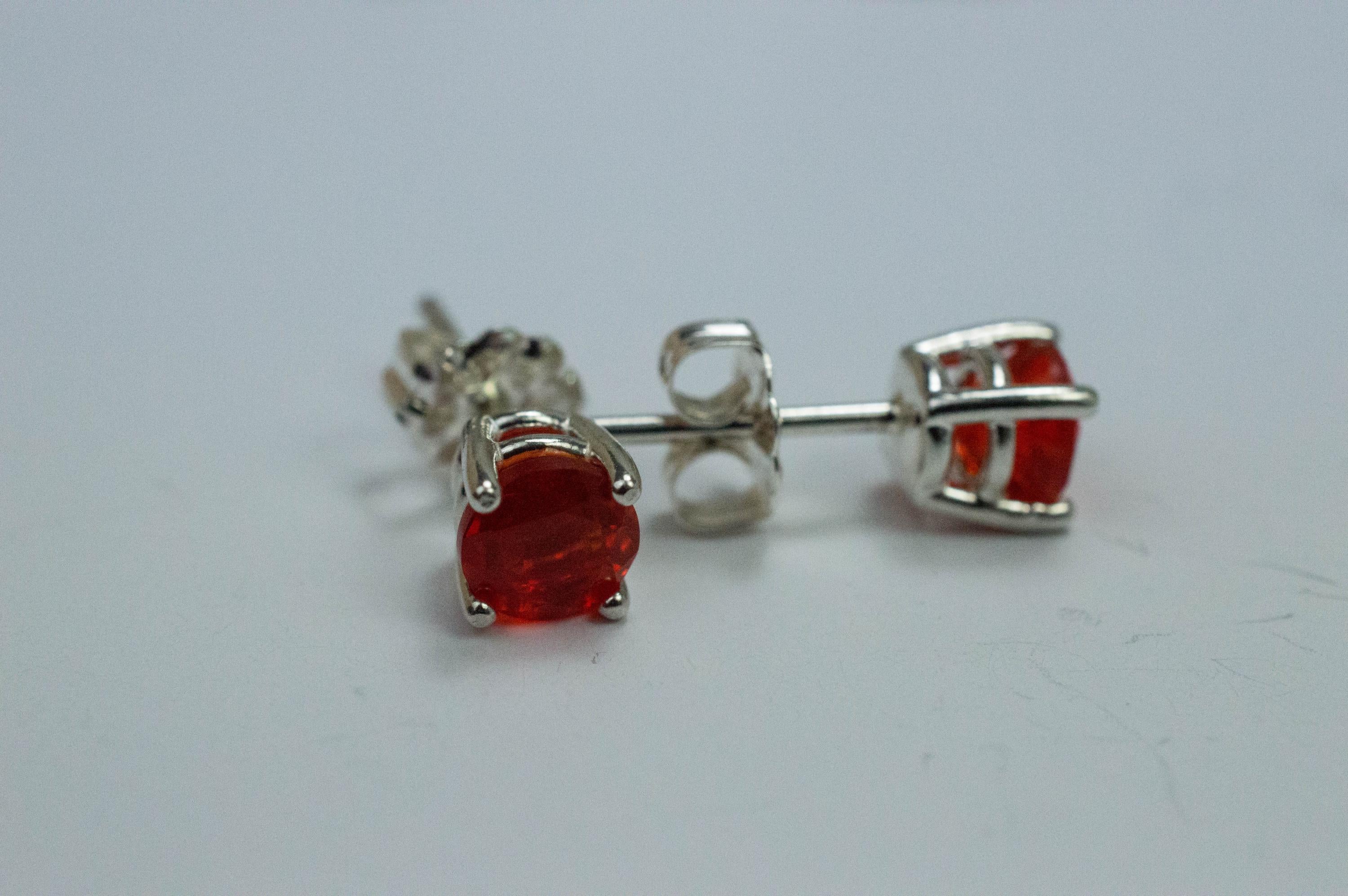 Fire Opal Earrings, Natural Untreated Mexico Opal; 0.810cts - Mark Oliver Gems