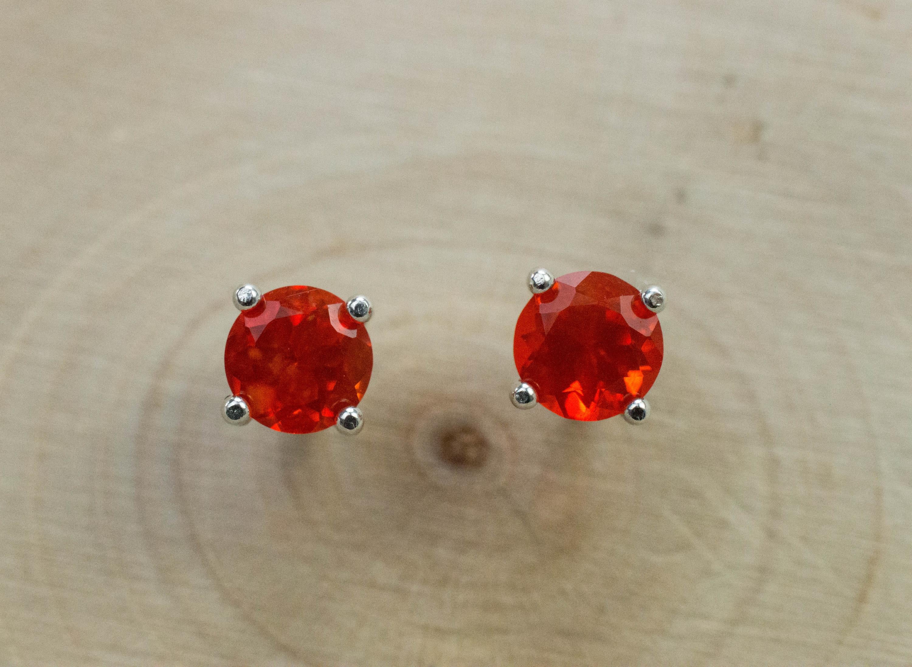 Fire Opal Earrings, Natural Untreated Mexico Opal; 0.810cts - Mark Oliver Gems