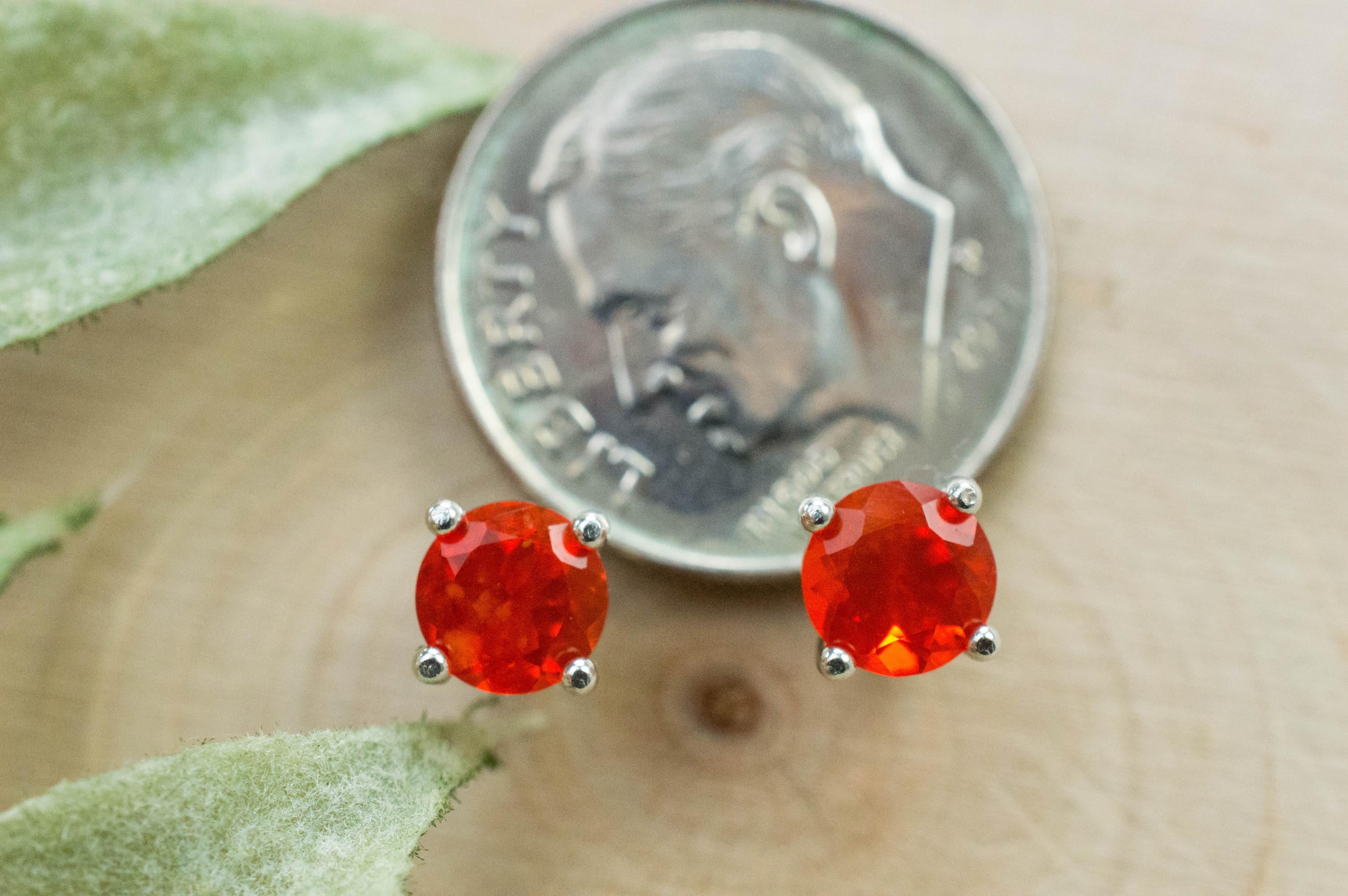 Fire Opal Earrings, Natural Untreated Mexico Opal; 0.810cts - Mark Oliver Gems