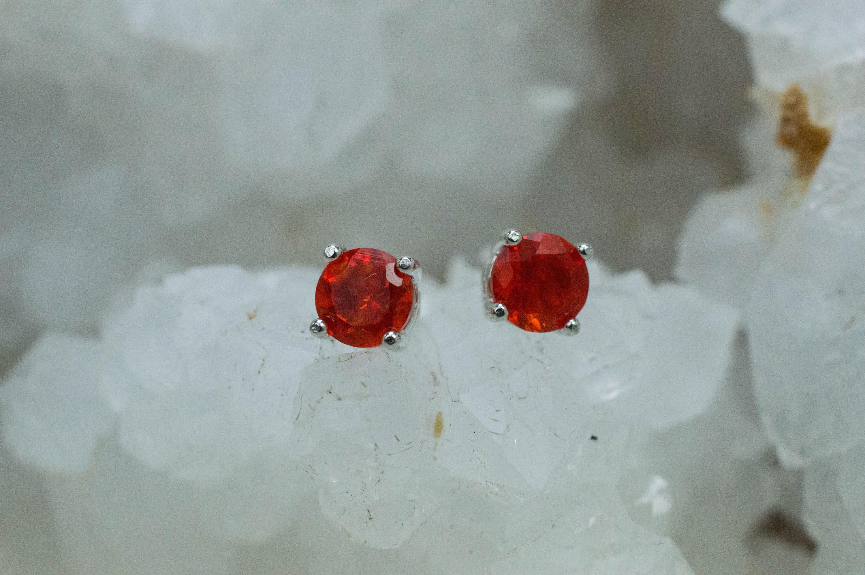 Fire Opal Earrings, Natural Untreated Mexico Opal; 0.810cts - Mark Oliver Gems