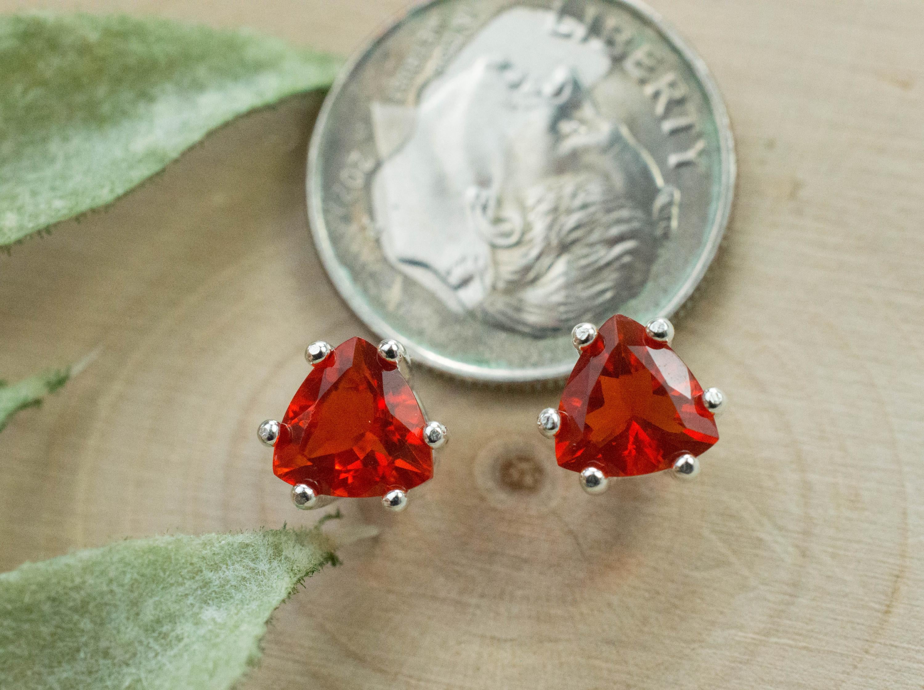 Fire Opal Earrings, Natural Untreated Mexico Opal; 1.015cts - Mark Oliver Gems