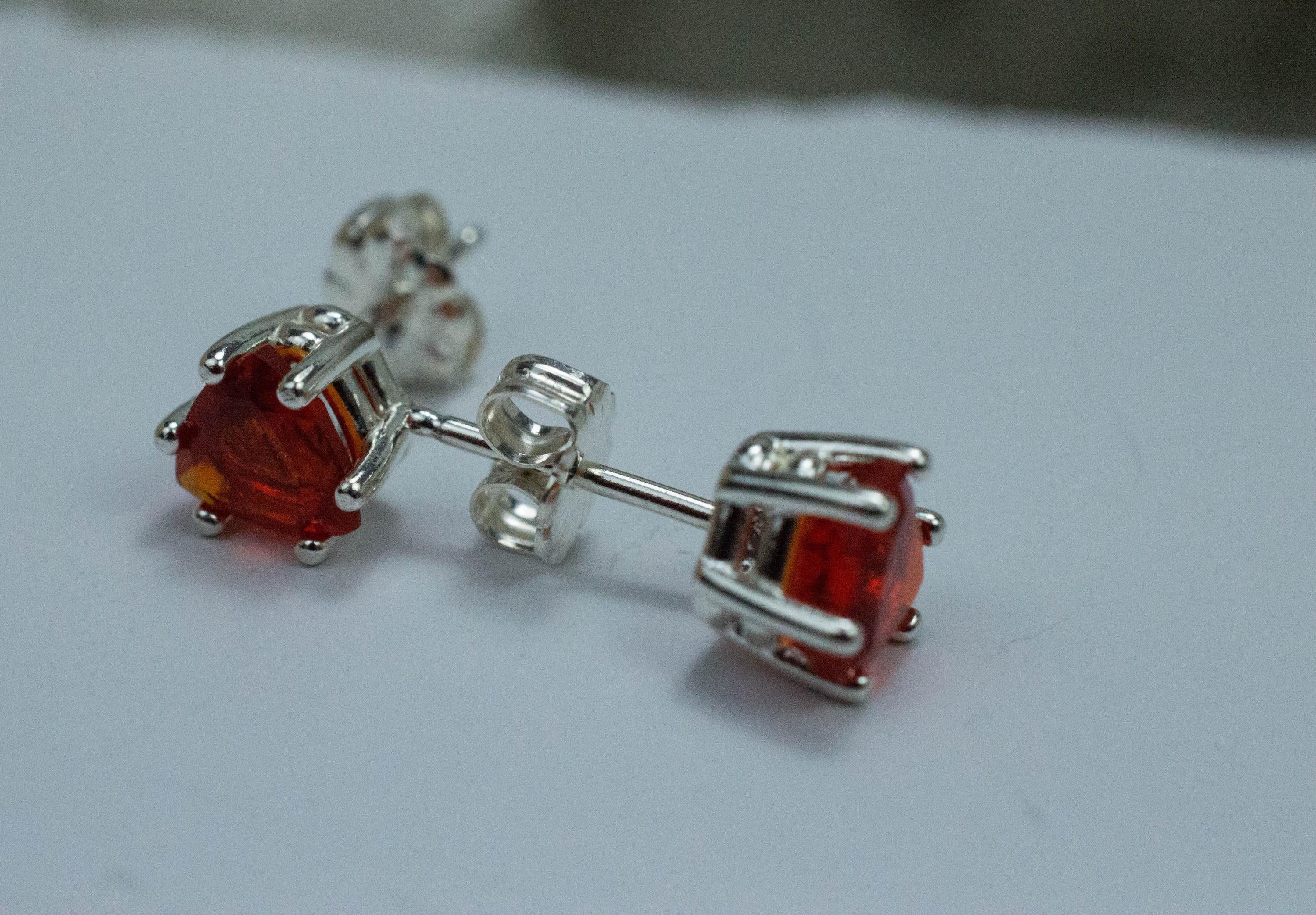 Fire Opal Earrings, Natural Untreated Mexico Opal; 1.015cts - Mark Oliver Gems