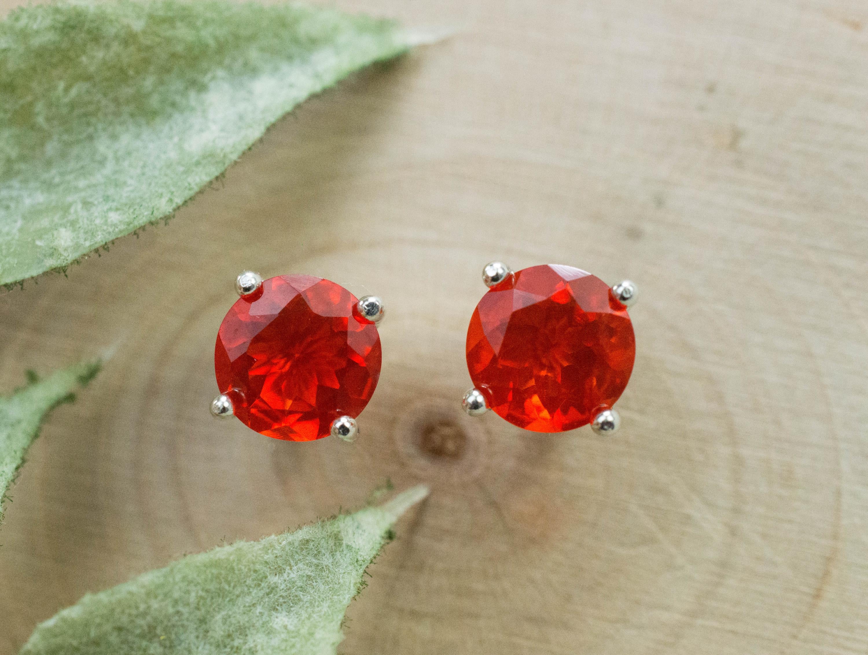 Fire Opal Earrings, Natural Untreated Mexico Opal; 1.135cts - Mark Oliver Gems