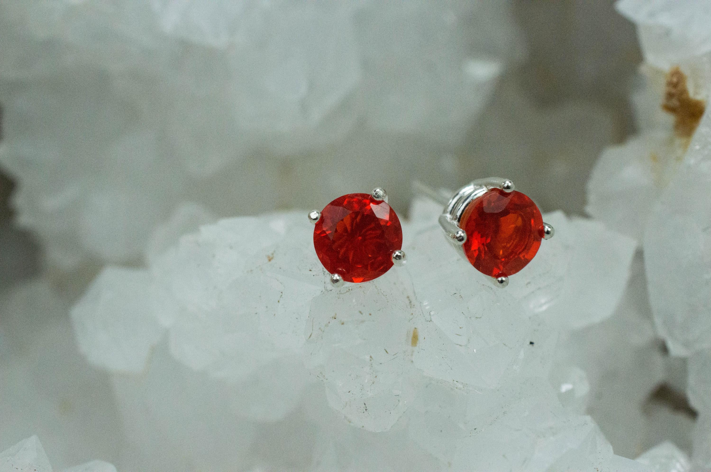 Fire Opal Earrings, Natural Untreated Mexico Opal; 1.135cts - Mark Oliver Gems