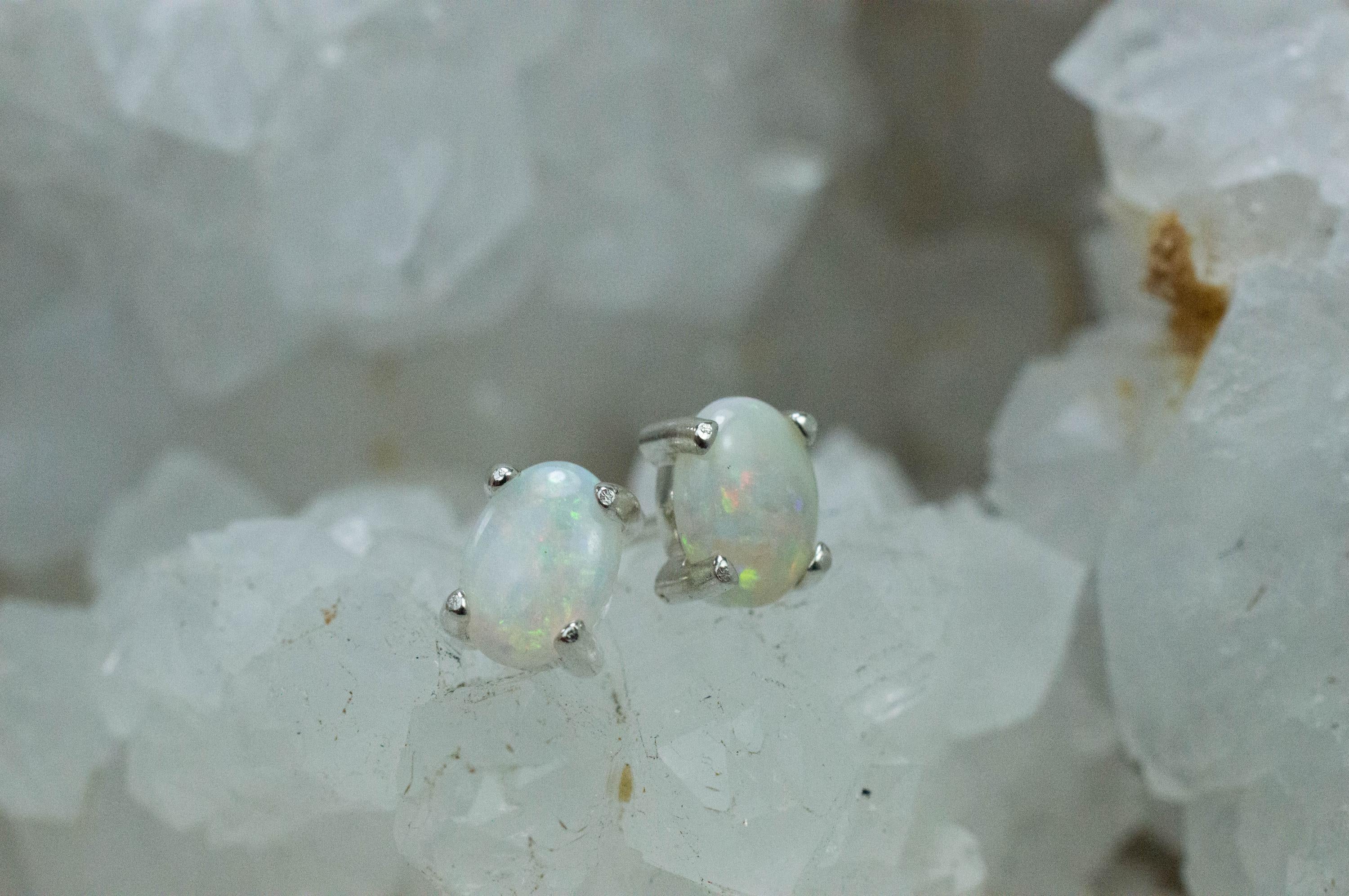 Opal Earrings, Natural Untreated Australia Opal; 0.995cts - Mark Oliver Gems