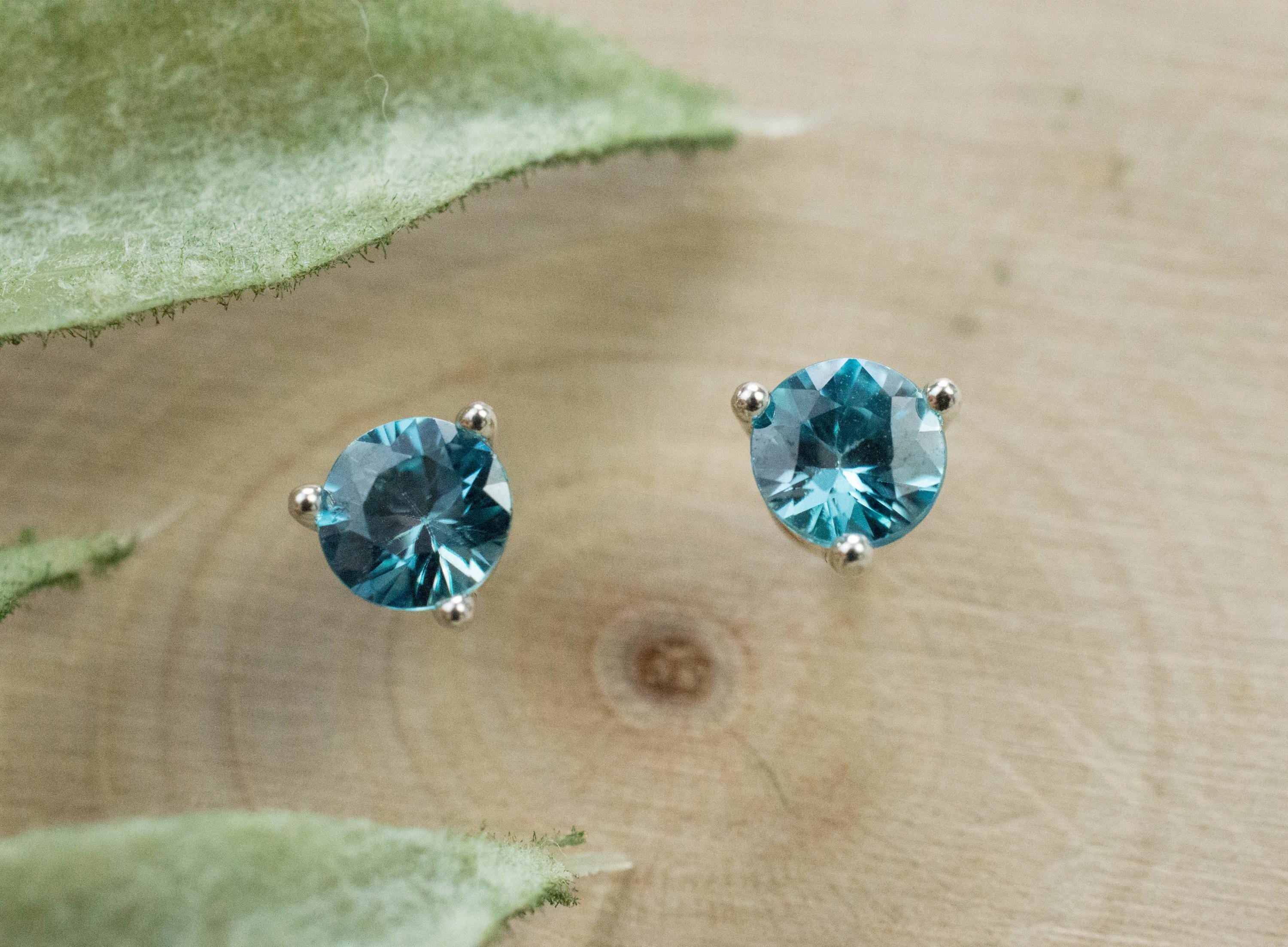 Blue Zircon Earrings; Genuine Cambodia Zircon; 0.950cts - Mark Oliver Gems