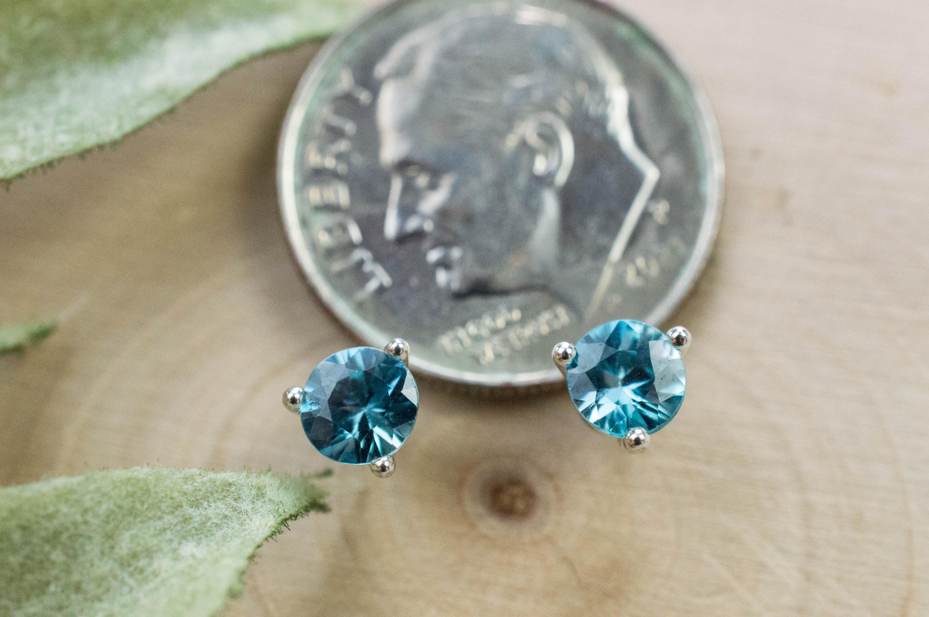 Blue Zircon Earrings; Genuine Cambodia Zircon; 0.950cts - Mark Oliver Gems