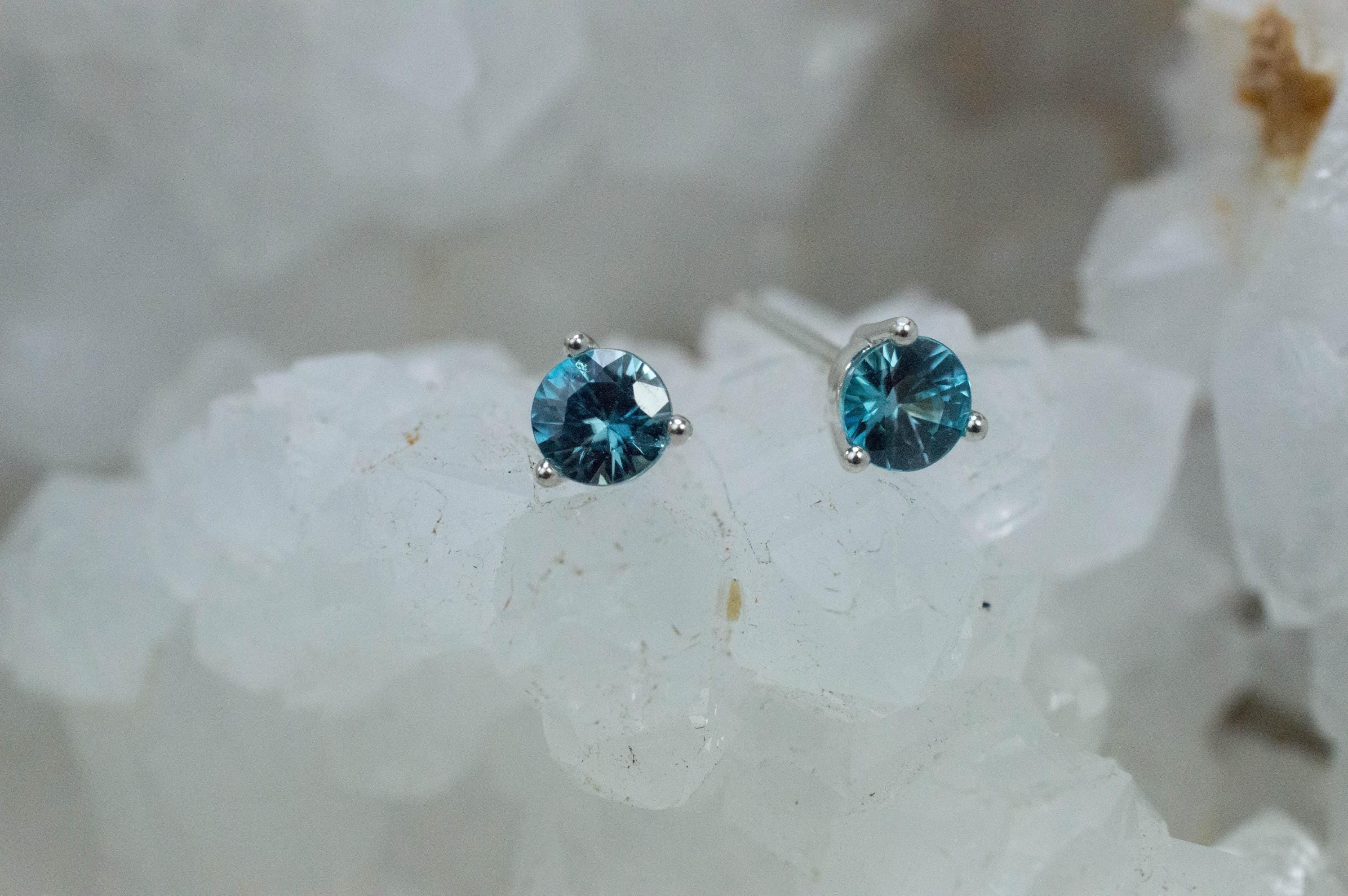 Blue Zircon Earrings; Genuine Cambodia Zircon; 0.950cts - Mark Oliver Gems