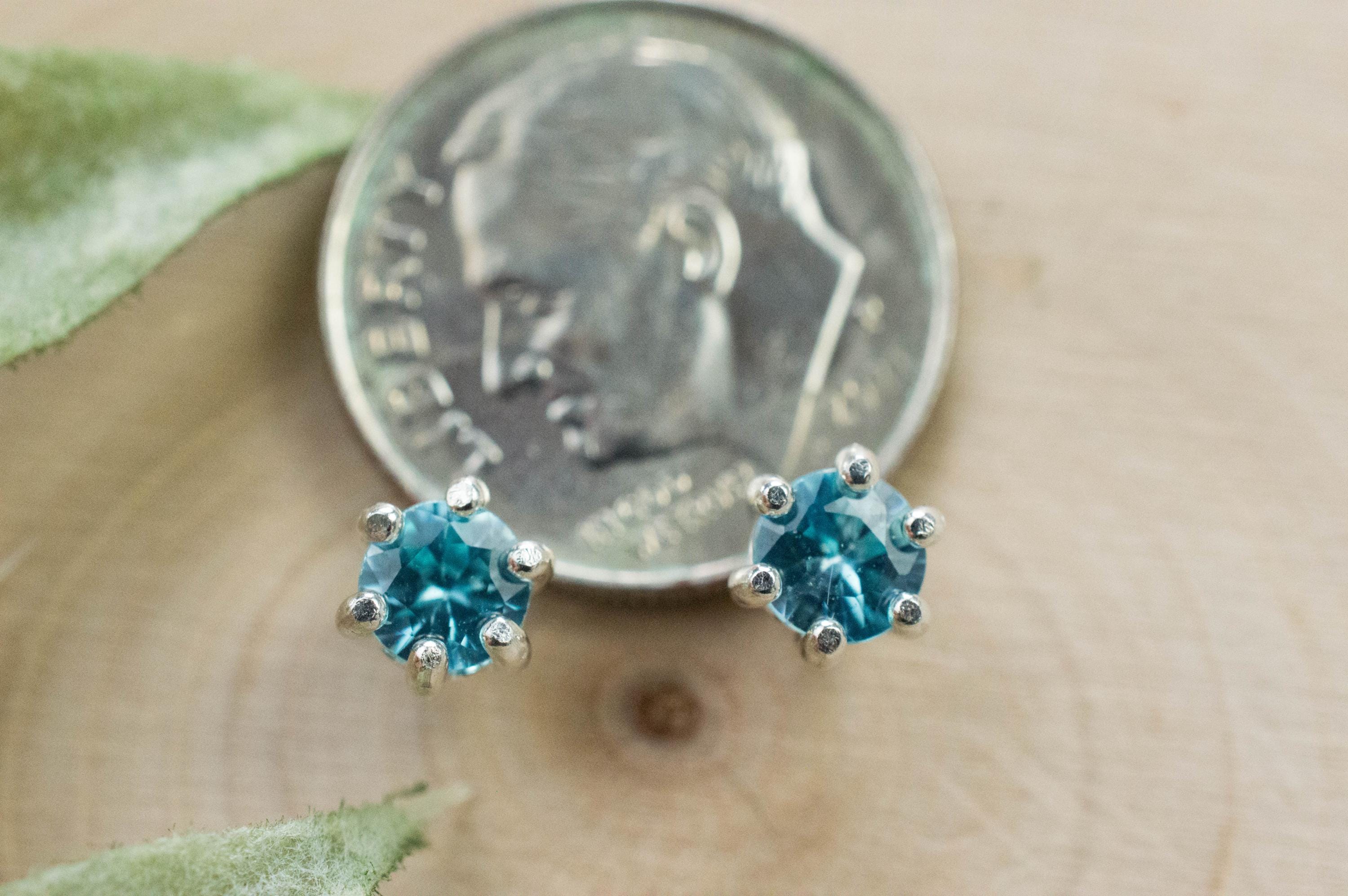 Blue Zircon Earrings; Genuine Cambodia Zircon; 0.960cts - Mark Oliver Gems