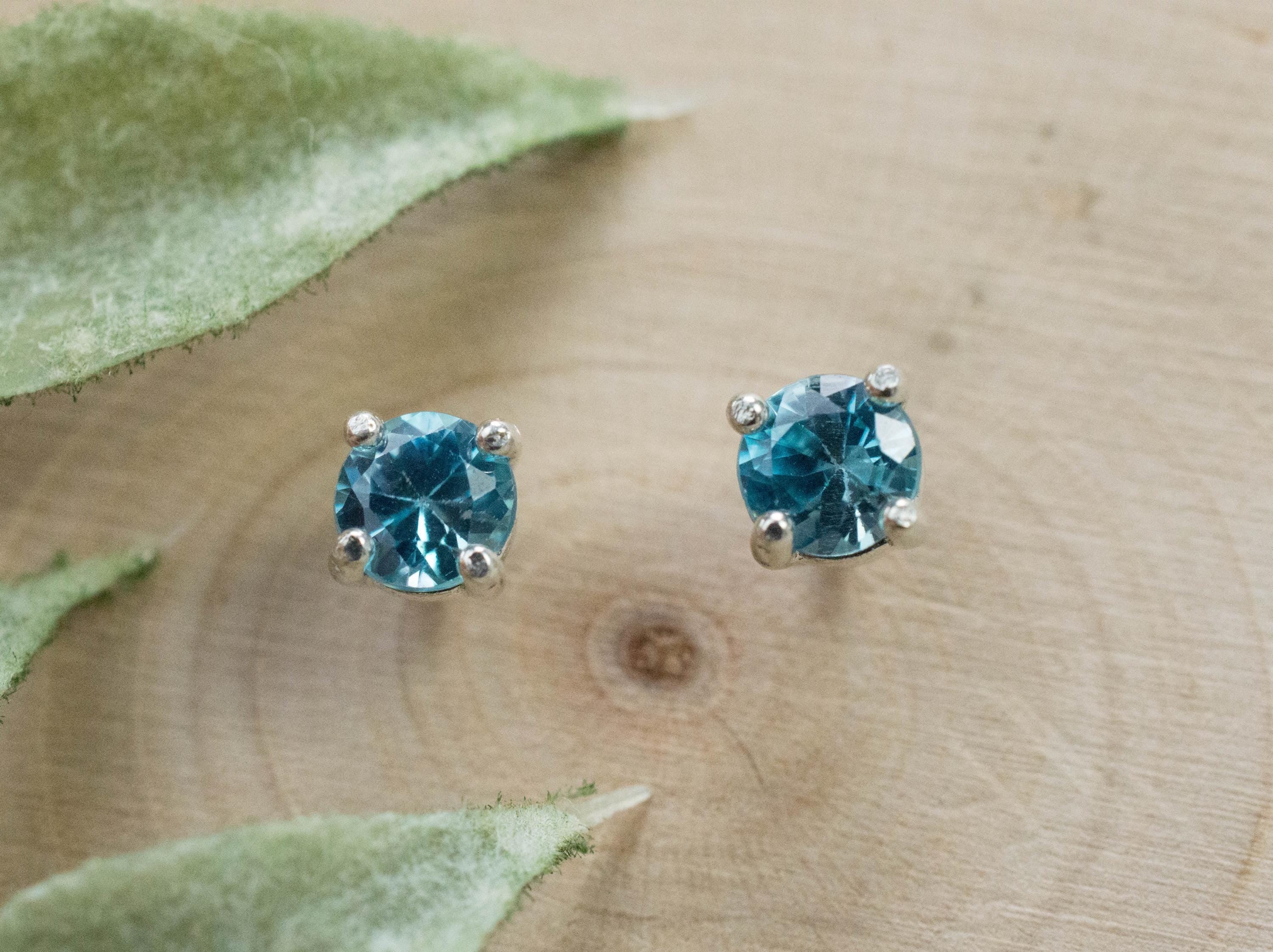 Blue Zircon Earrings; Genuine Cambodia Zircon; 1.010cts - Mark Oliver Gems
