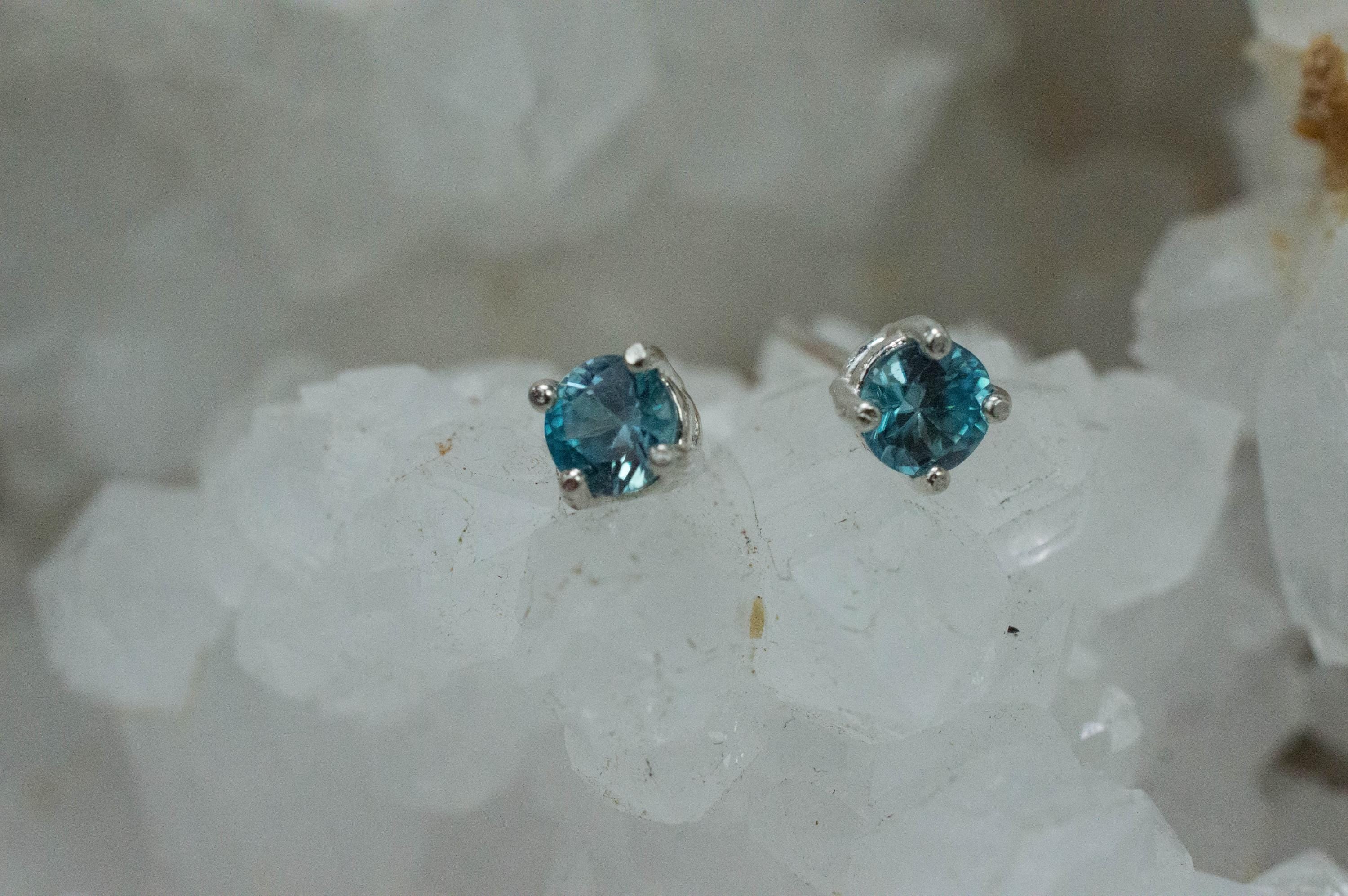 Blue Zircon Earrings; Genuine Cambodia Zircon; 1.010cts - Mark Oliver Gems