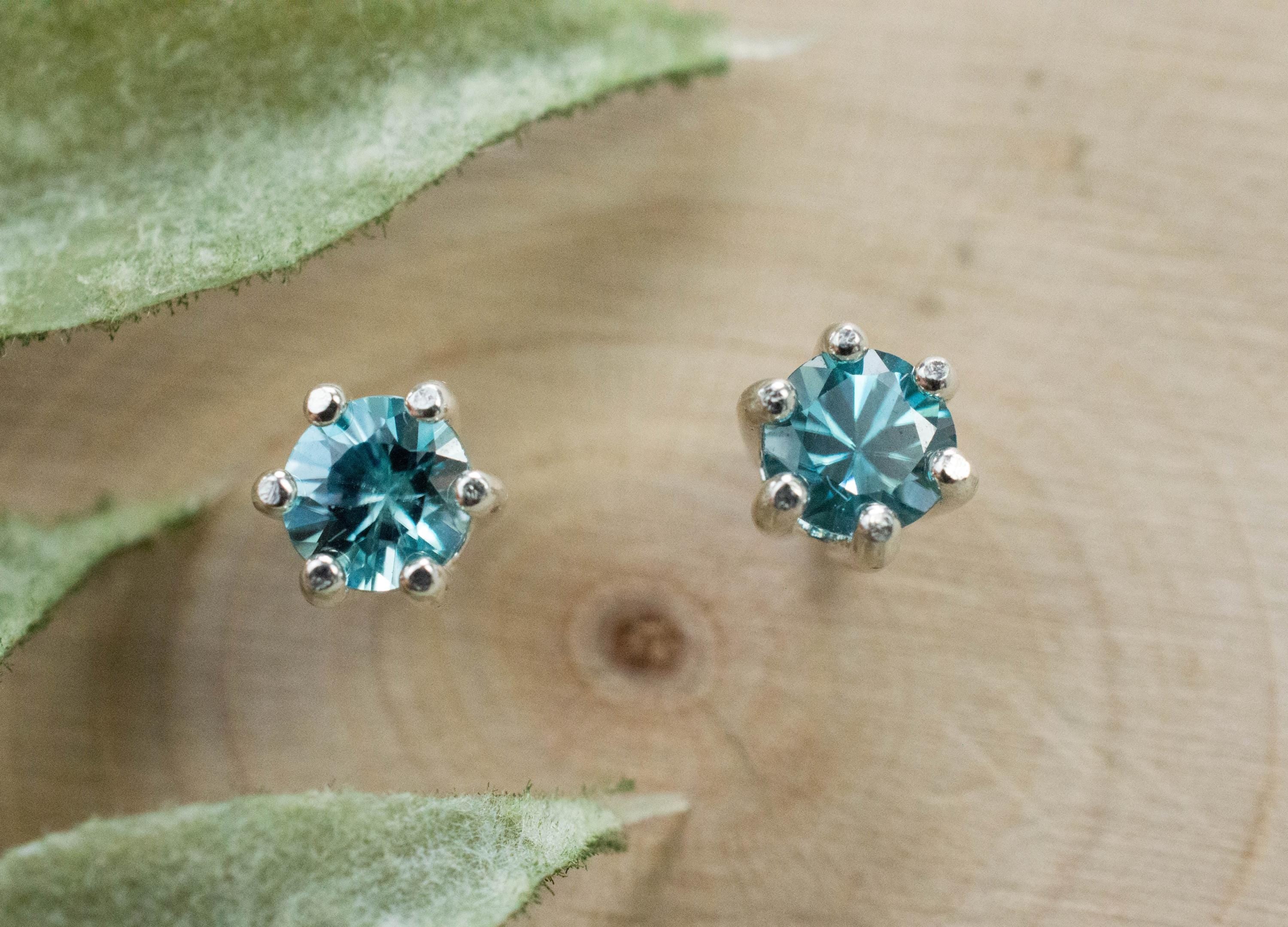 Blue Zircon Earrings; Genuine Cambodia Zircon; 1.065cts - Mark Oliver Gems