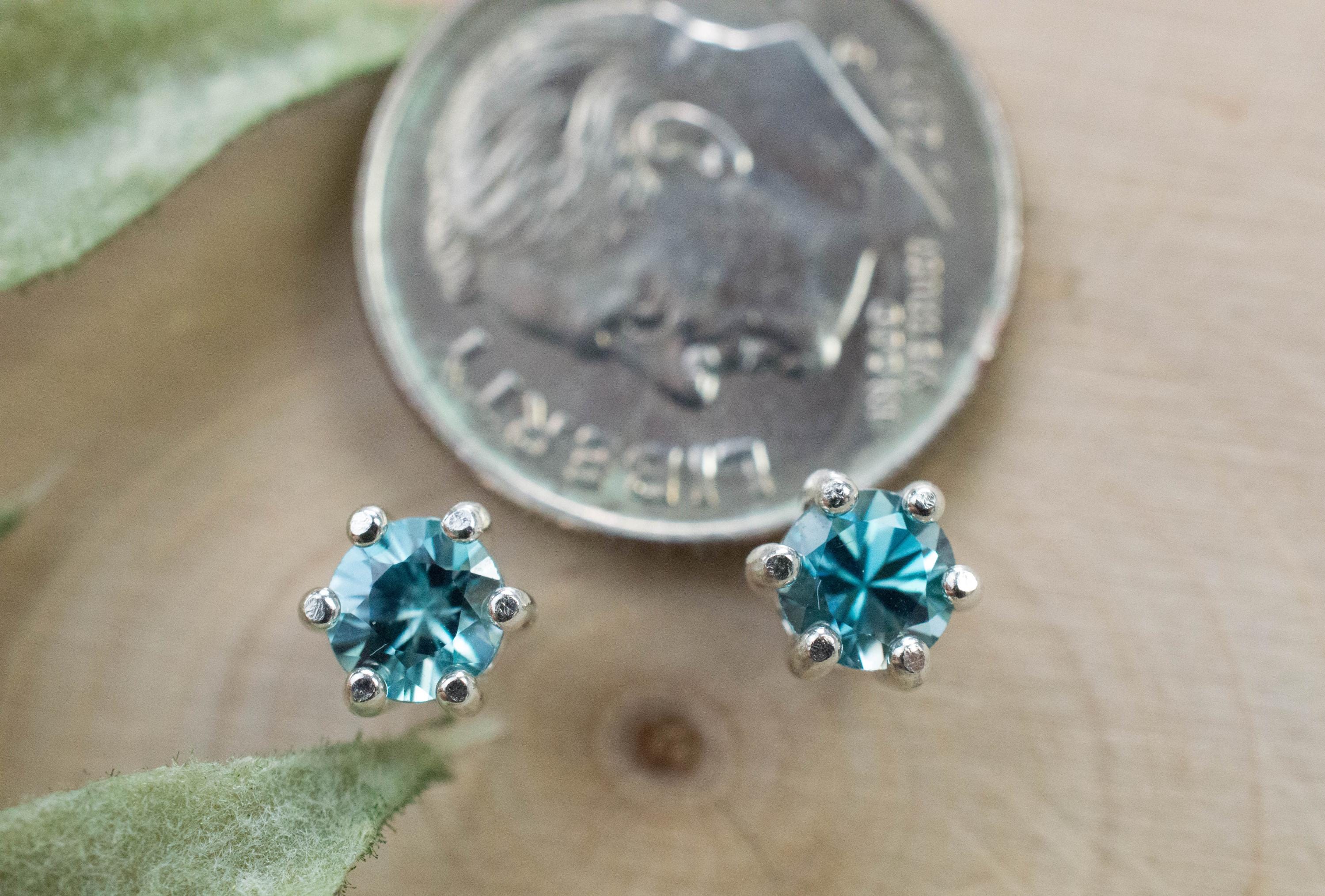 Blue Zircon Earrings; Genuine Cambodia Zircon; 1.065cts - Mark Oliver Gems