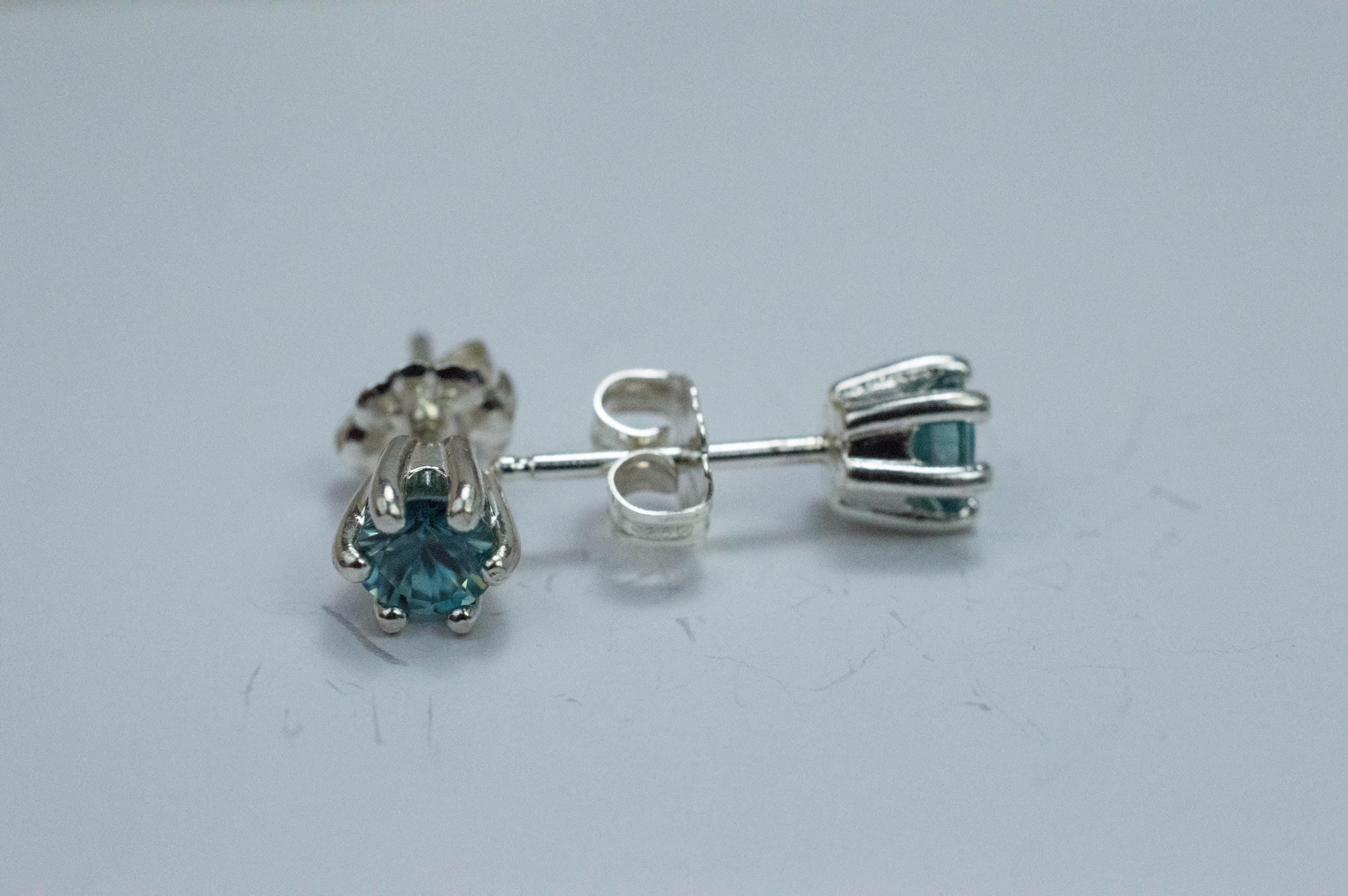 Blue Zircon Earrings; Genuine Cambodia Zircon; 1.065cts - Mark Oliver Gems