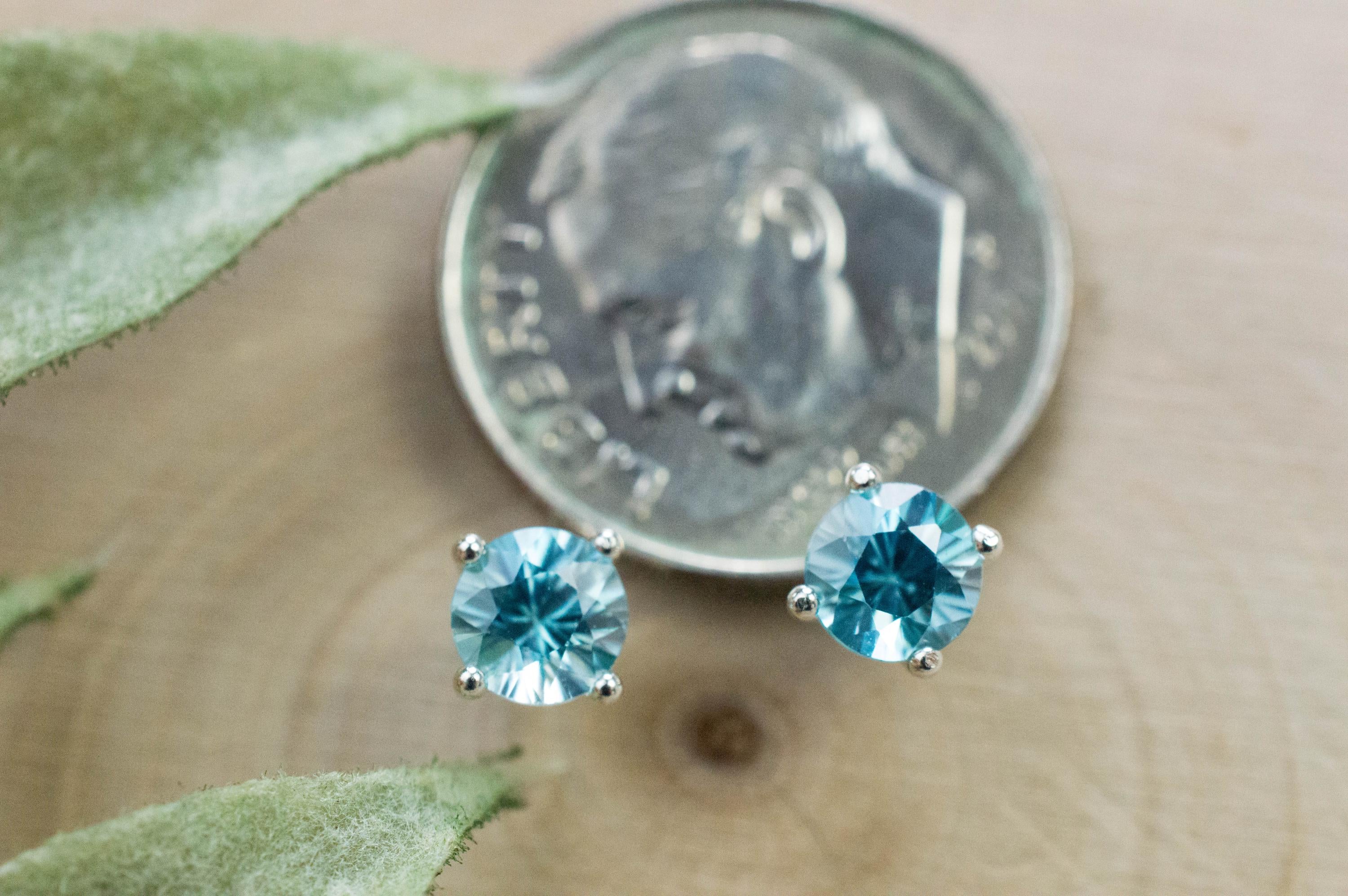 Blue Zircon Earrings; Genuine Cambodia Zircon; 1.135cts - Mark Oliver Gems