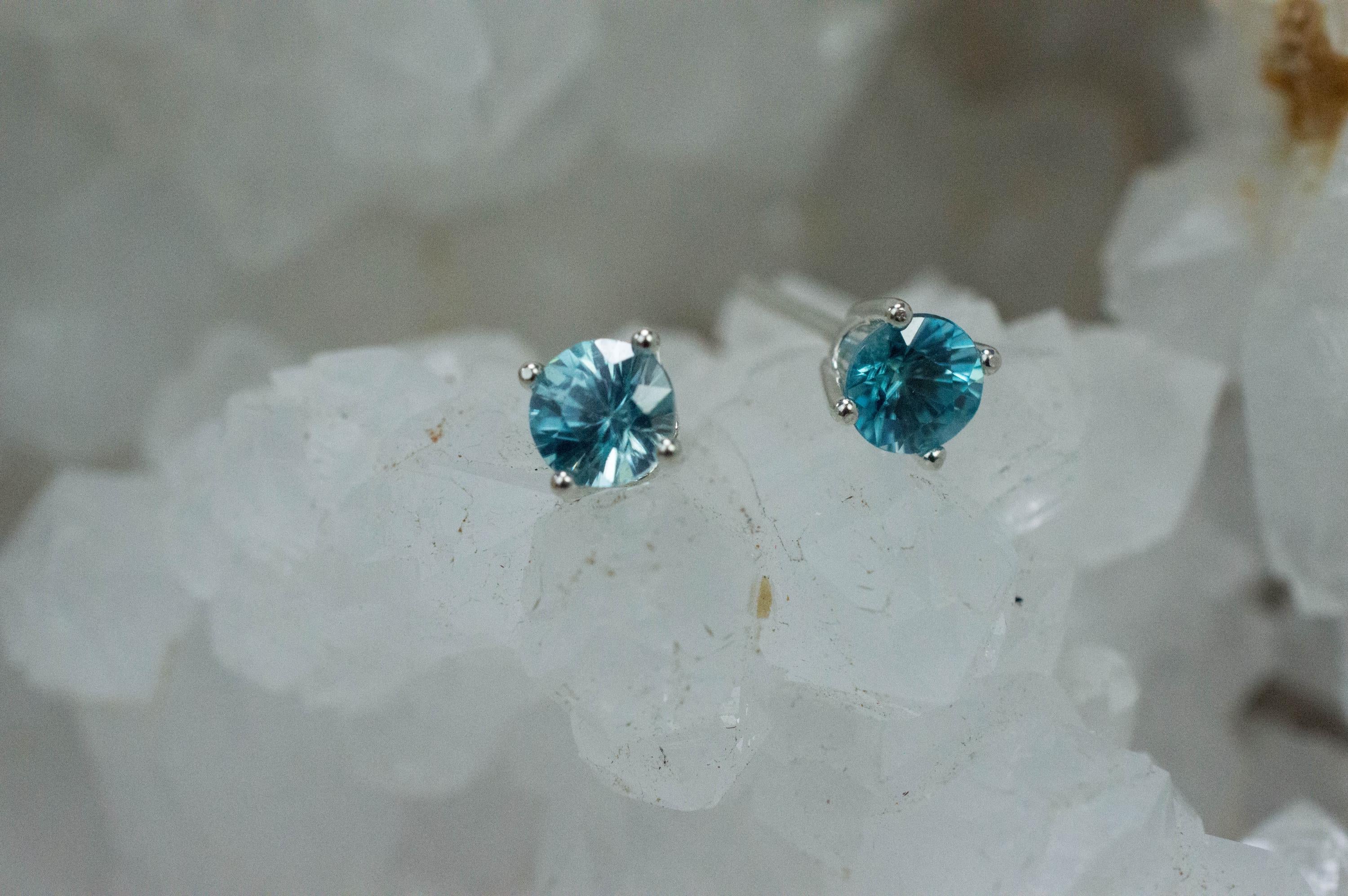 Blue Zircon Earrings; Genuine Cambodia Zircon; 1.135cts - Mark Oliver Gems