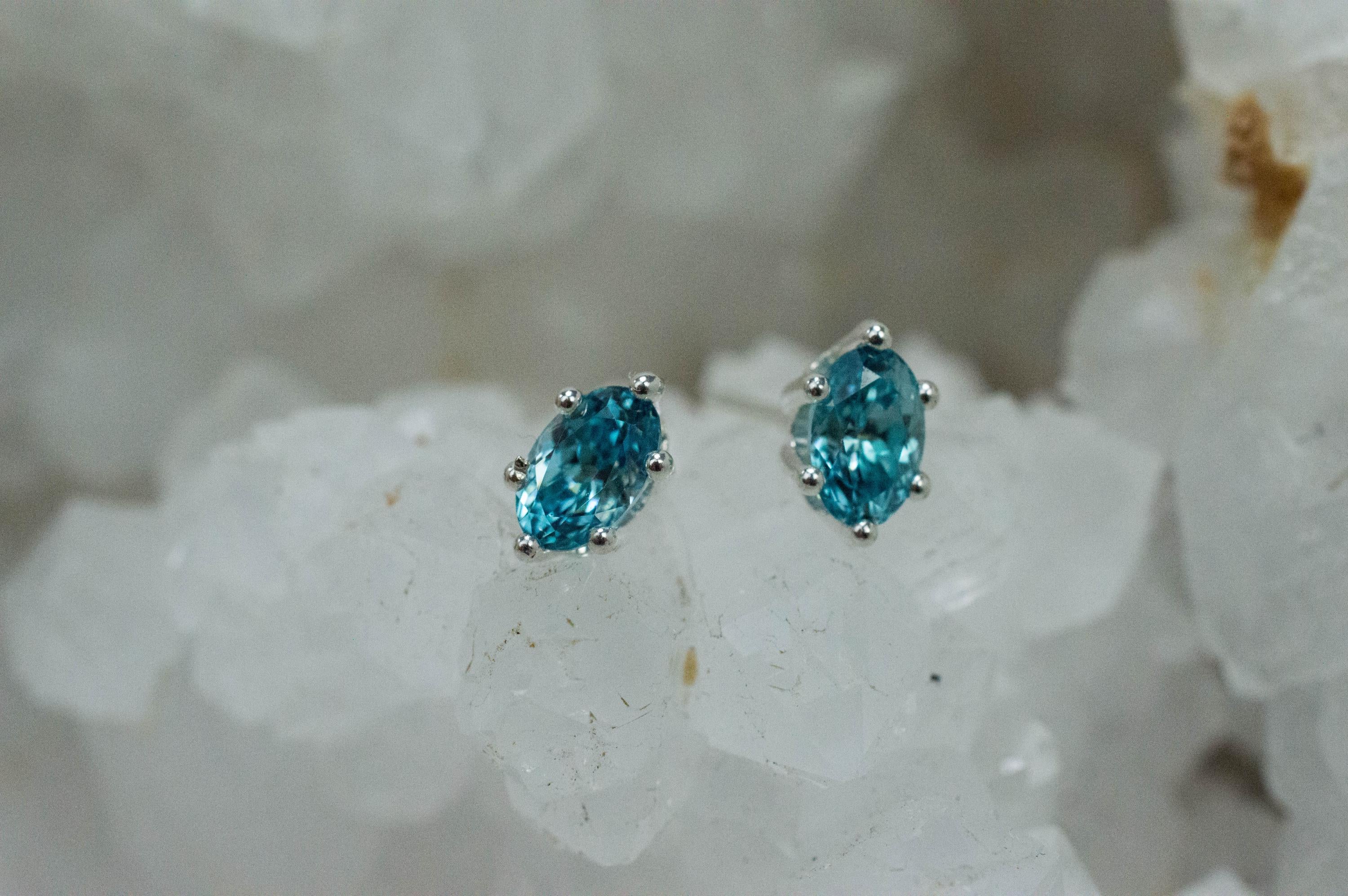 Blue Zircon Earrings; Genuine Cambodia Zircon; 1.570cts - Mark Oliver Gems