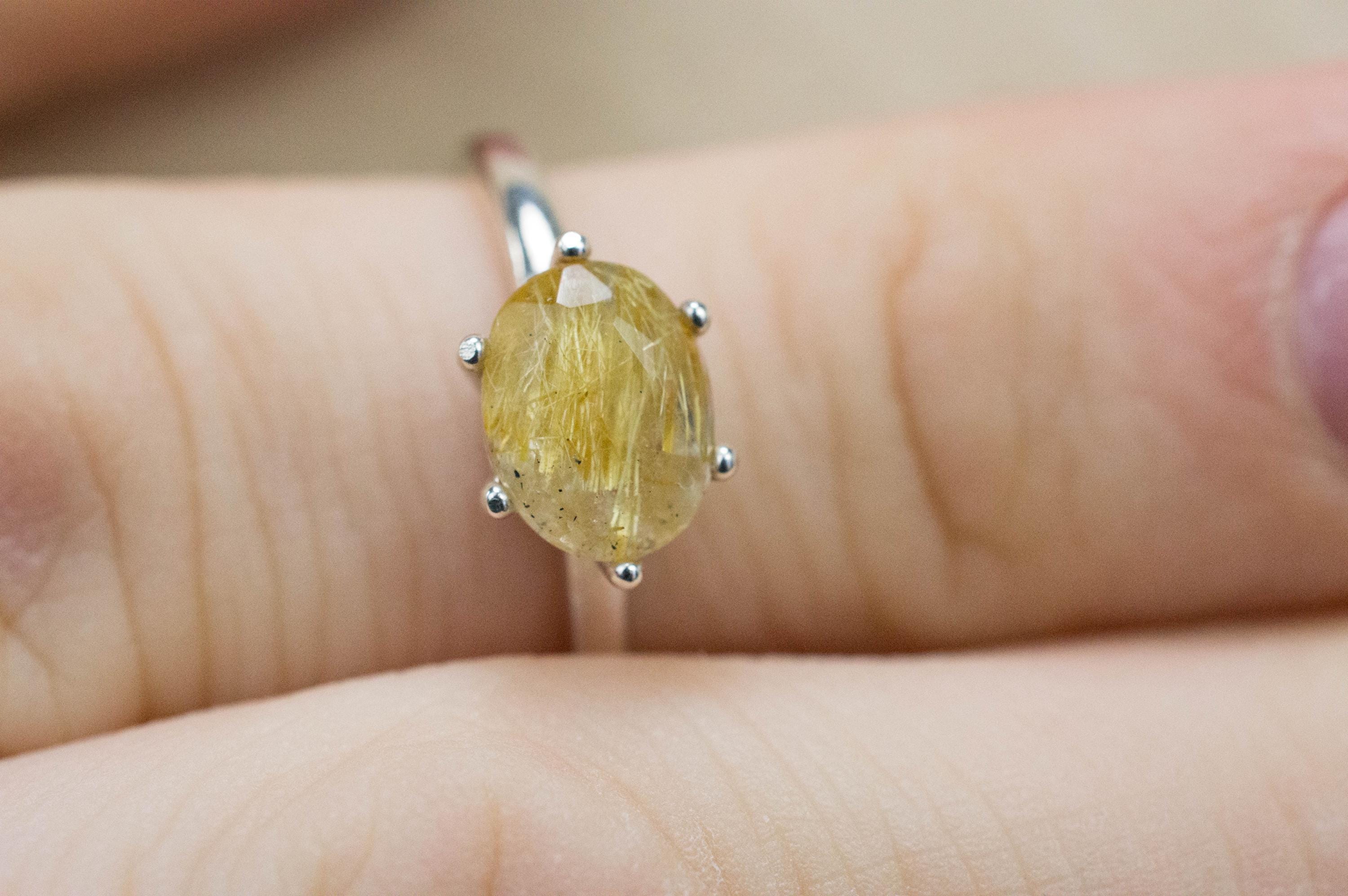 Rutilated Quartz Ring; Natural Untreated Brazil Rutile Quartz; 1.640cts - Mark Oliver Gems