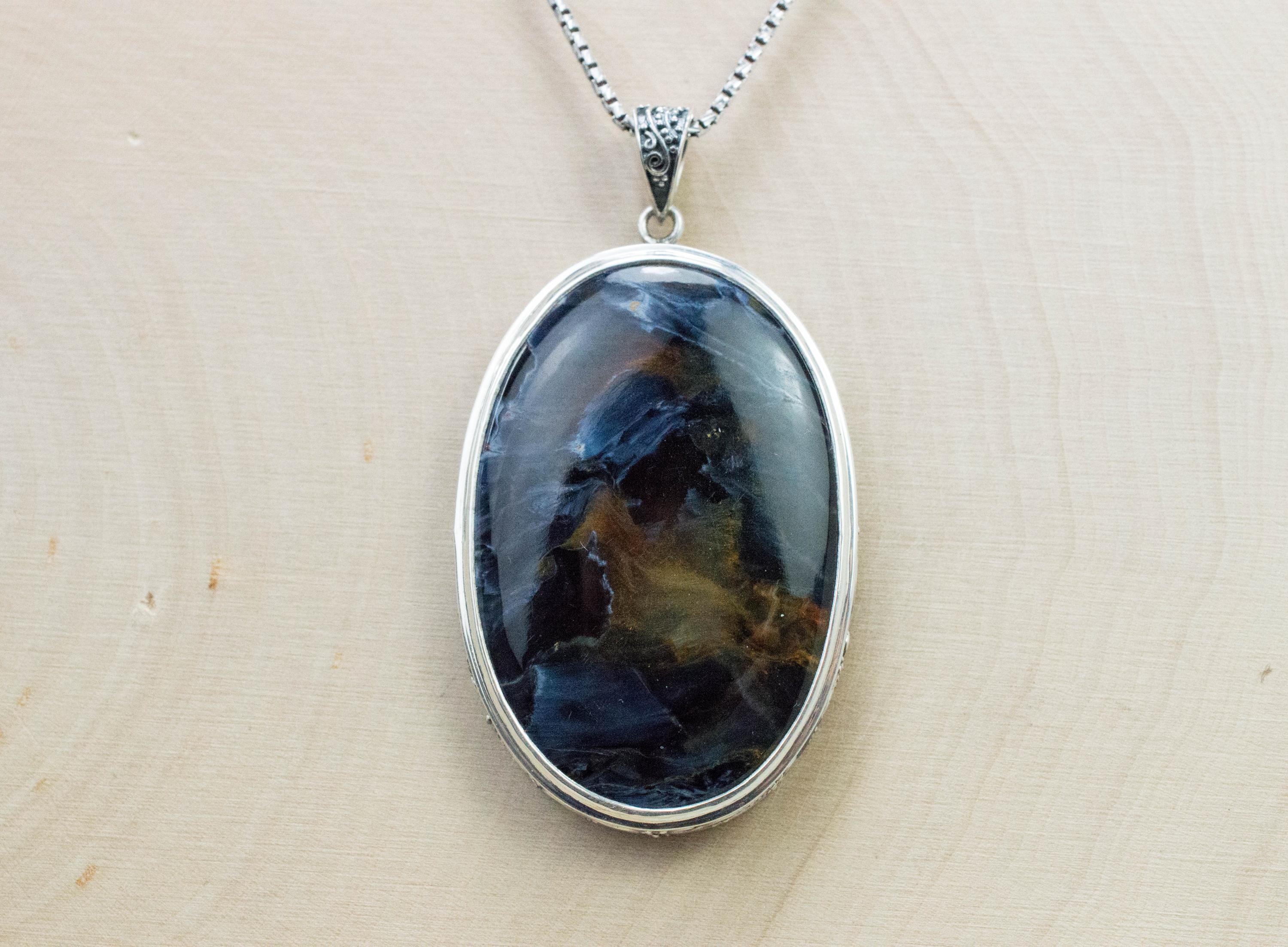 Pietersite Pendant; Natural Untreated Namibia Pietersite; 41x29mm - Mark Oliver Gems