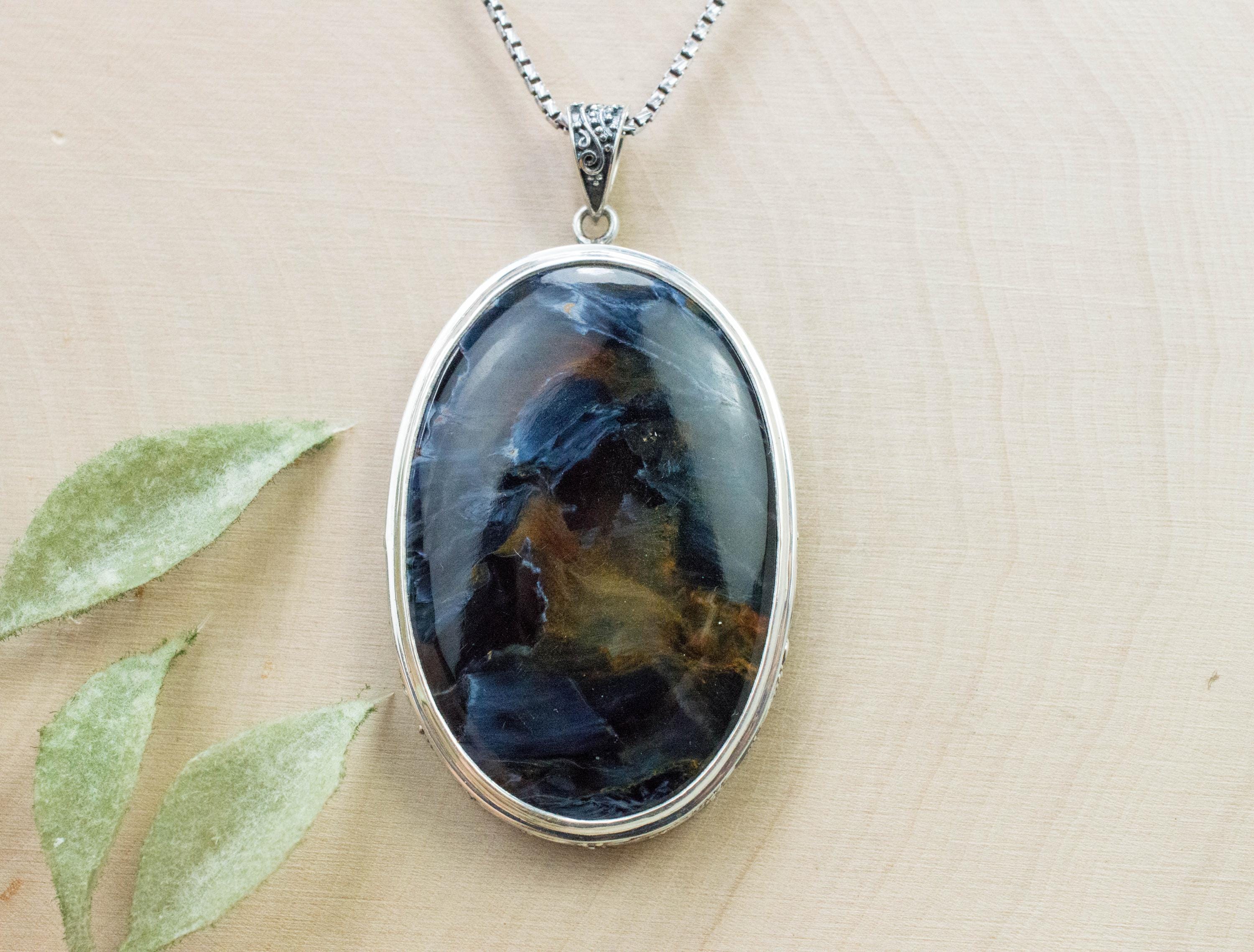 Pietersite Pendant; Natural Untreated Namibia Pietersite; 41x29mm - Mark Oliver Gems