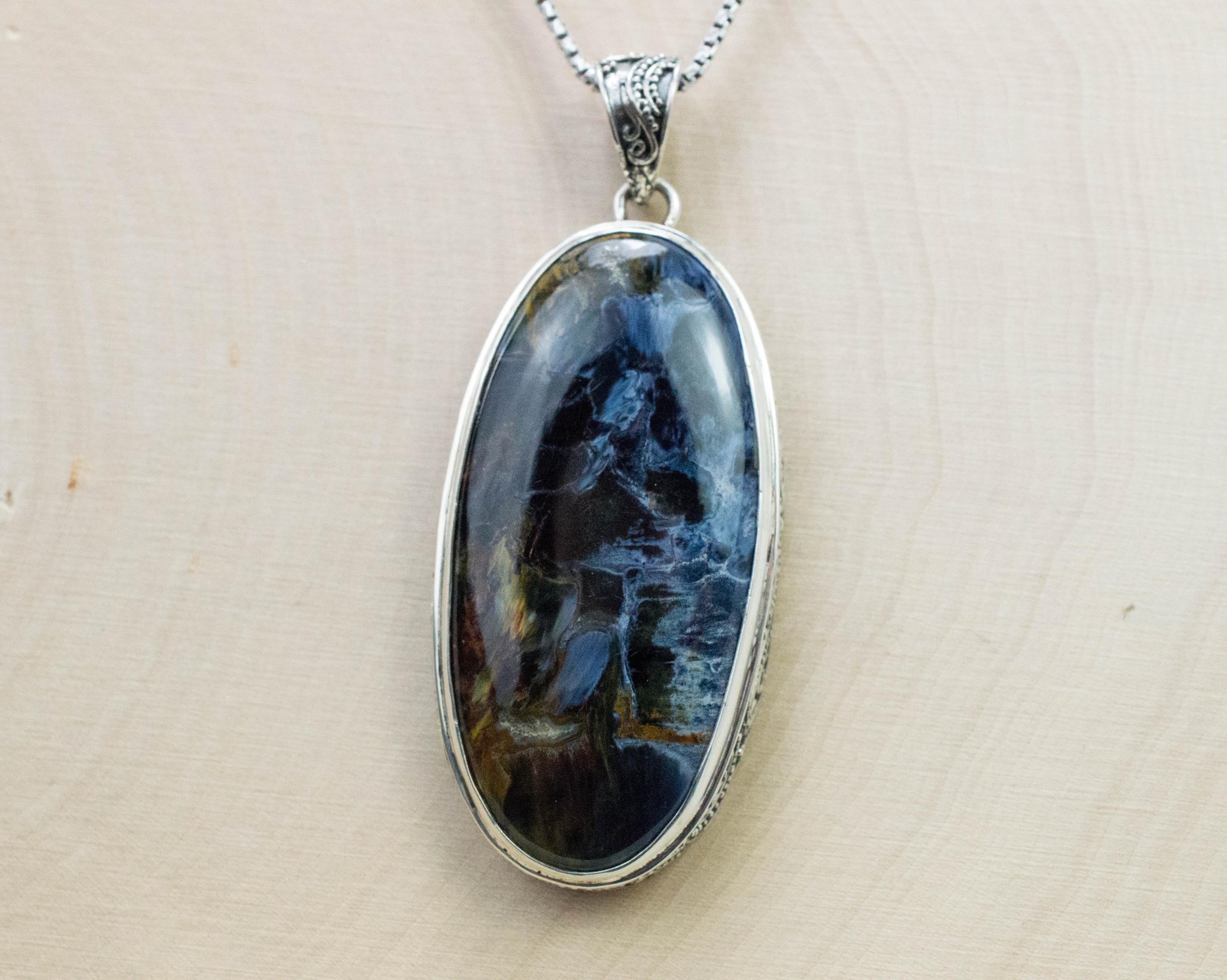 Pietersite Pendant; Natural Untreated Namibia Pietersite; 46x25mm - Mark Oliver Gems