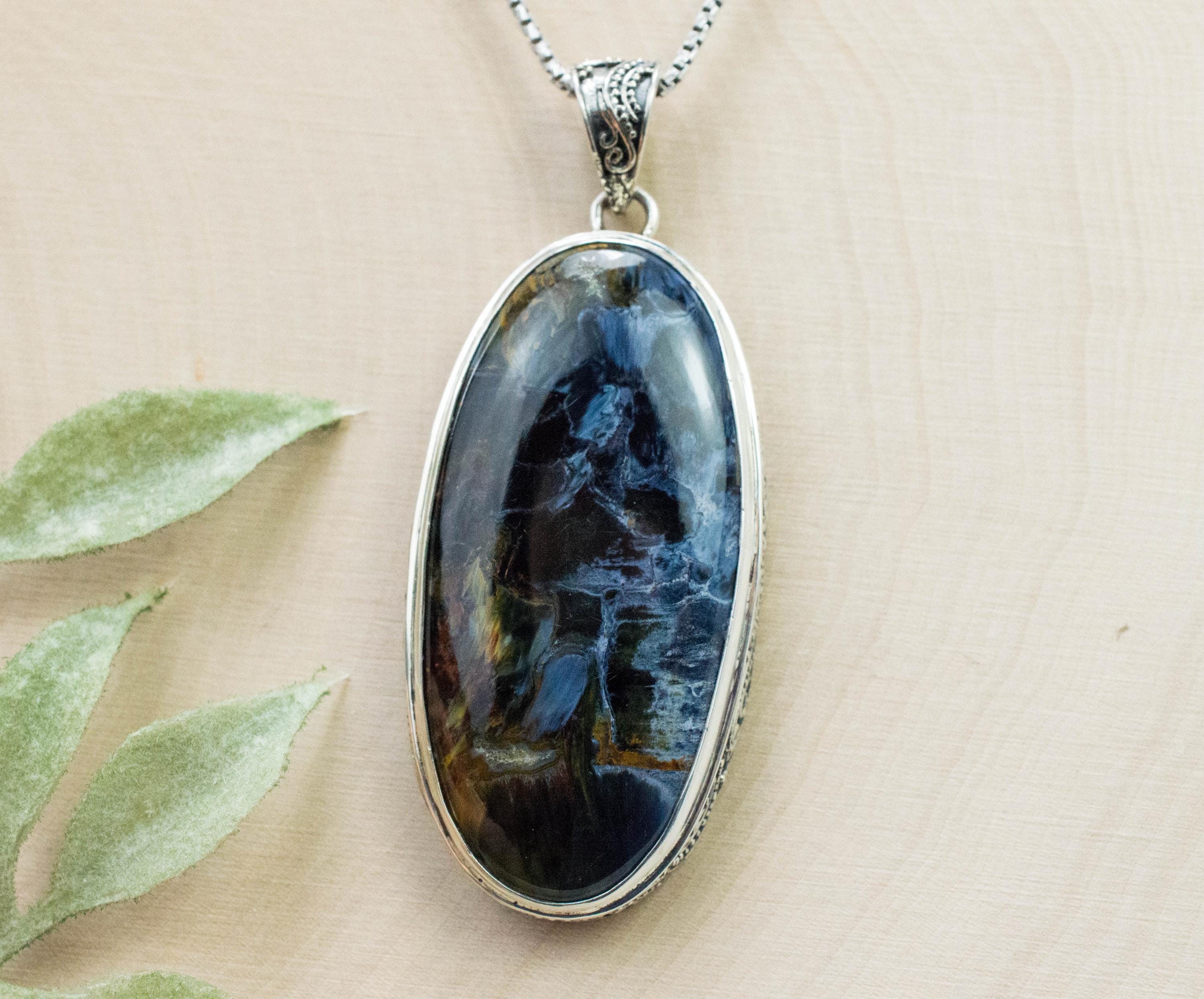 Pietersite Pendant; Natural Untreated Namibia Pietersite; 46x25mm - Mark Oliver Gems