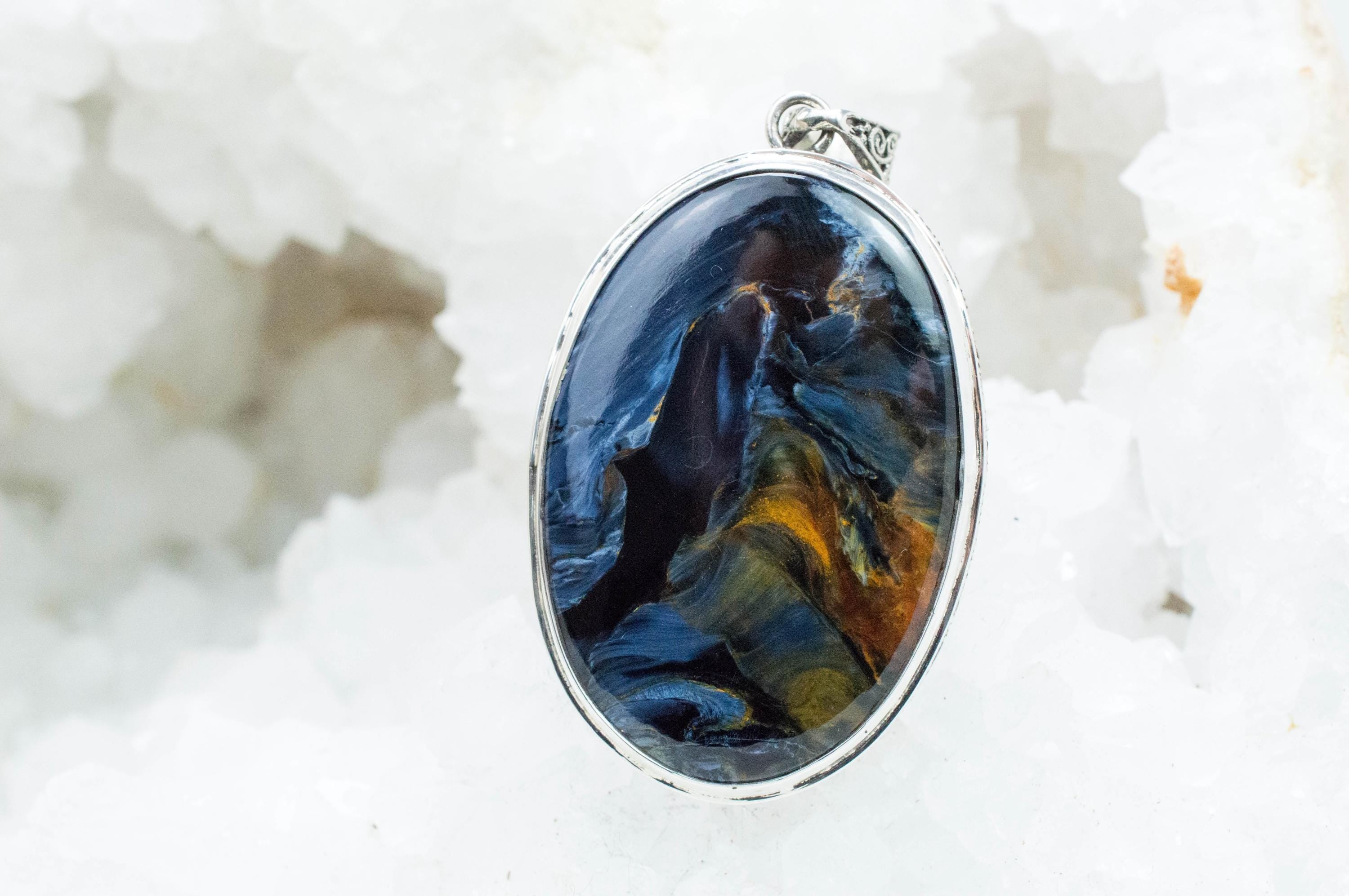 Pietersite Pendant; Natural Untreated Namibia Pietersite; 43x31mm - Mark Oliver Gems