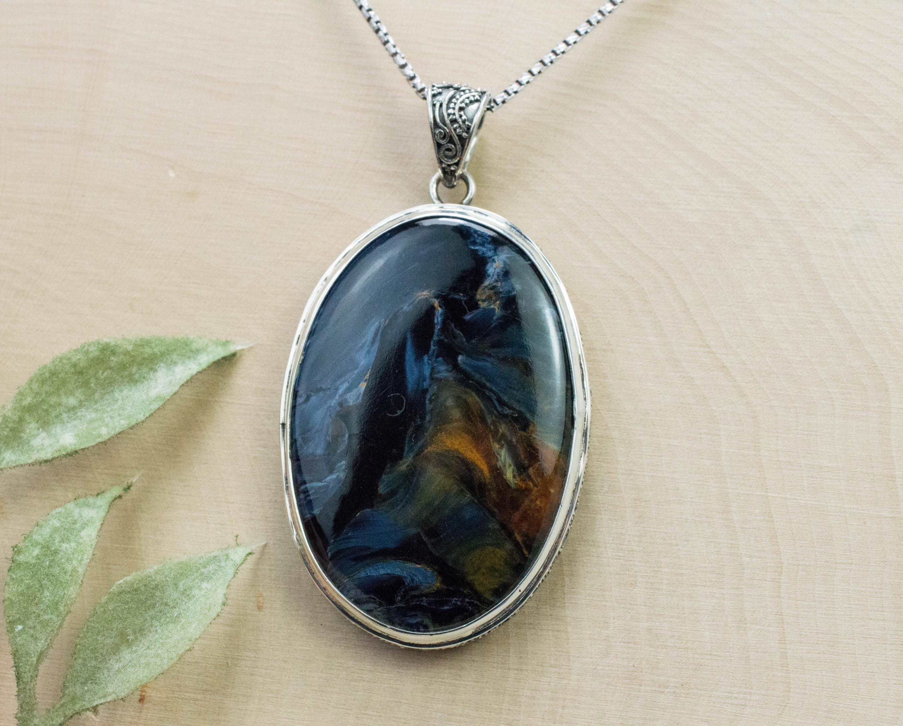 Pietersite Pendant; Natural Untreated Namibia Pietersite; 43x31mm - Mark Oliver Gems