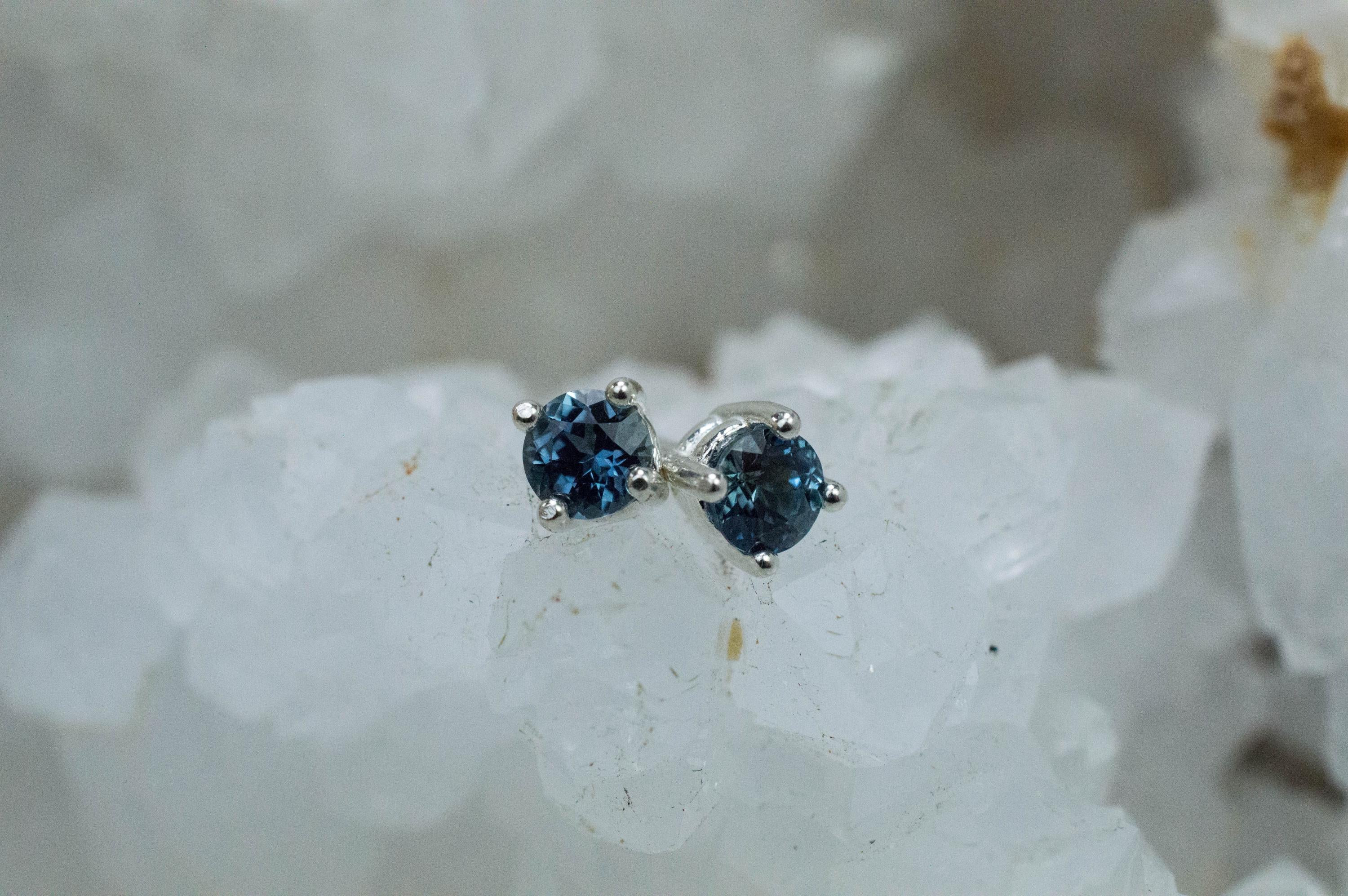 Teal Sapphire Earrings; Natural Untreated Madagascar Sapphire; 0.645cts - Mark Oliver Gems